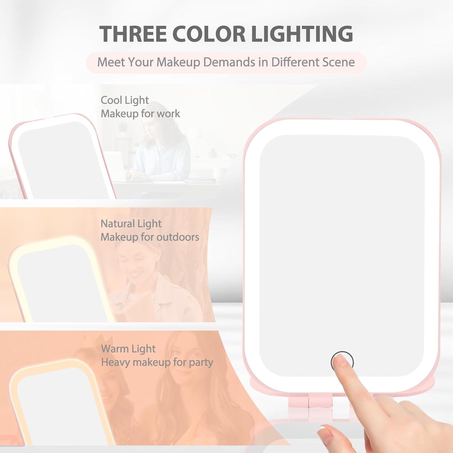 Espejo de Maquillaje Portátil Koolstuffs con Luz LED 3 Modos