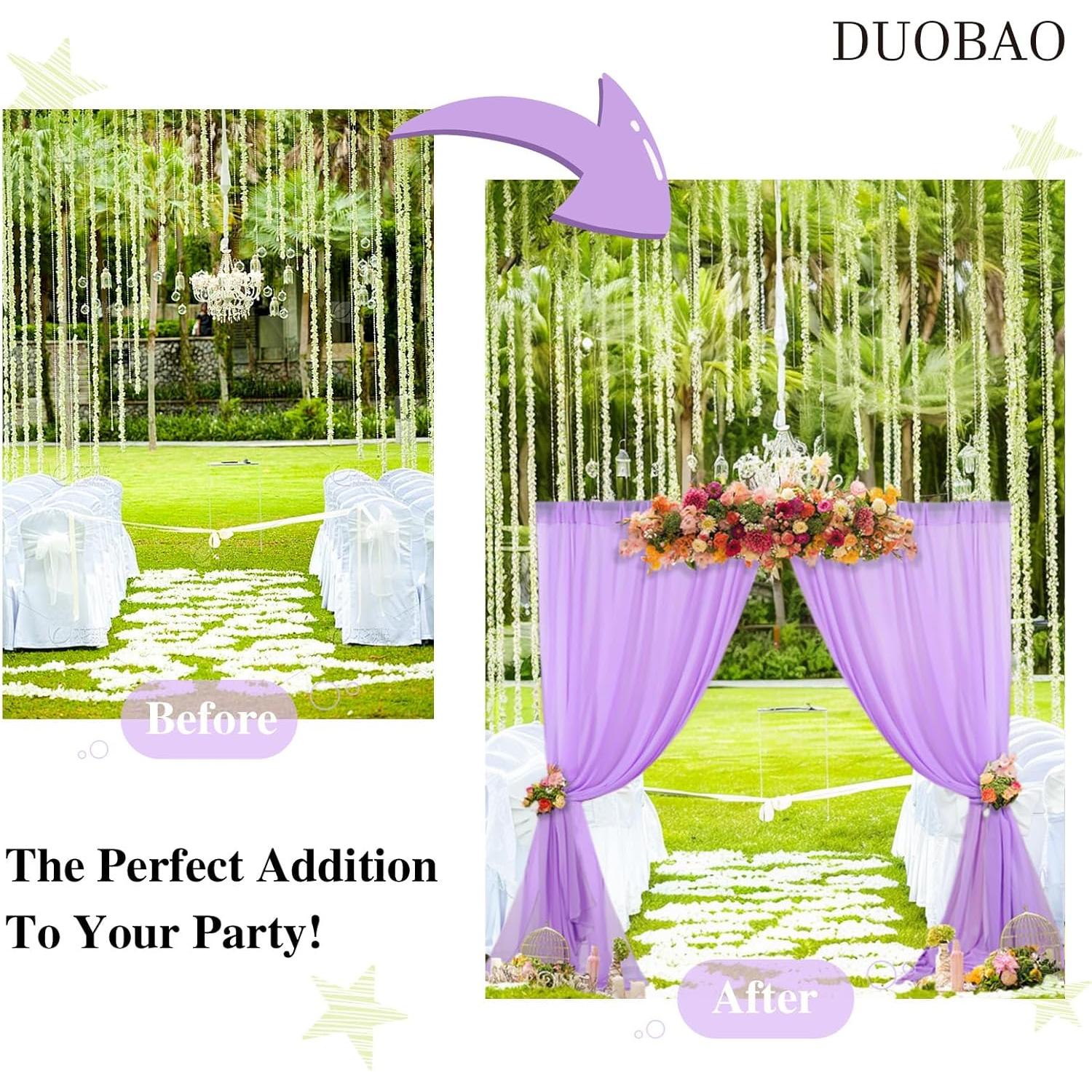 Cortinas de Fondo de Boda DUOBAO Lavanda 2 Paneles 147x244cm