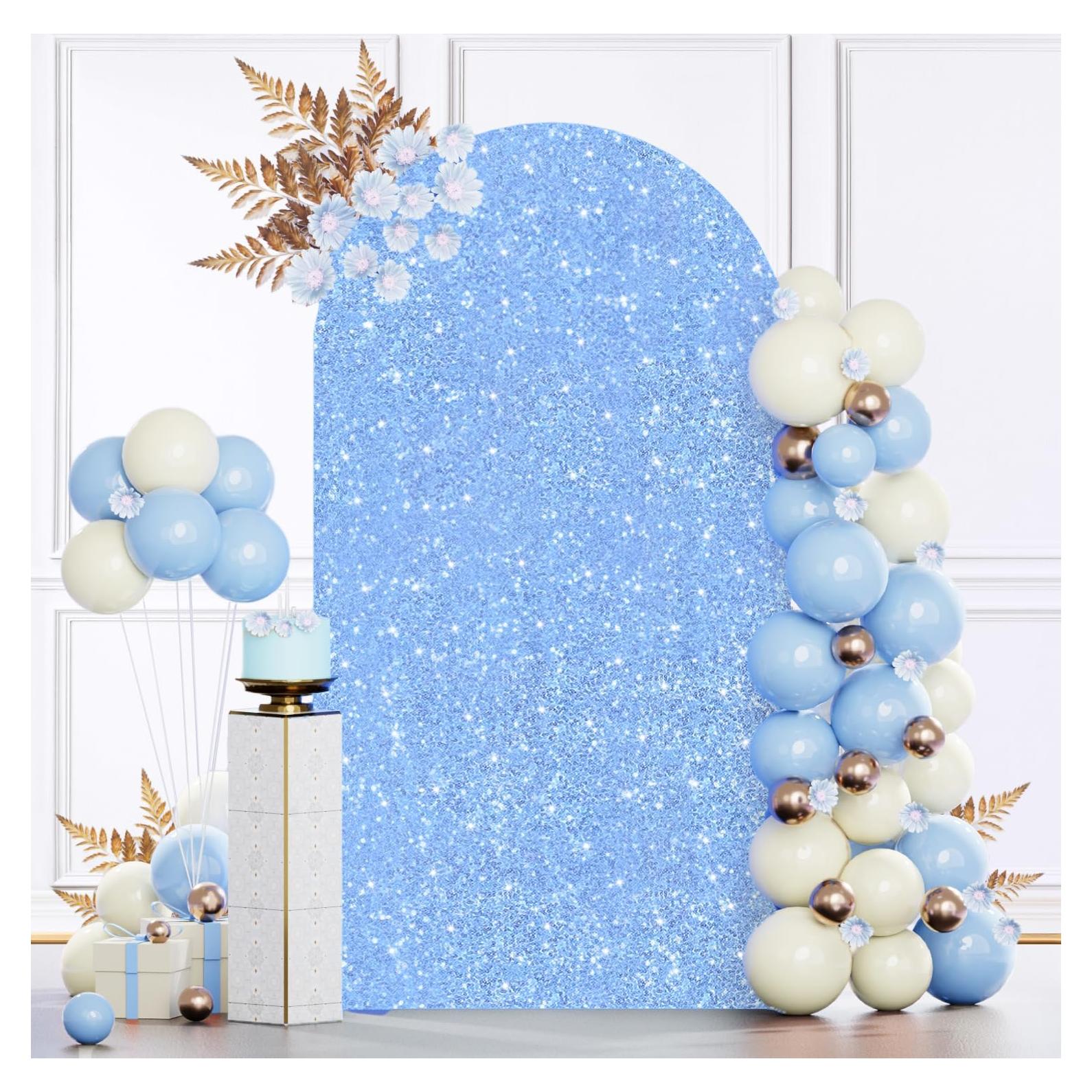 Cubierta de Arco Azul Claro MODFUNS 1.2x2.2m con Lentejuelas