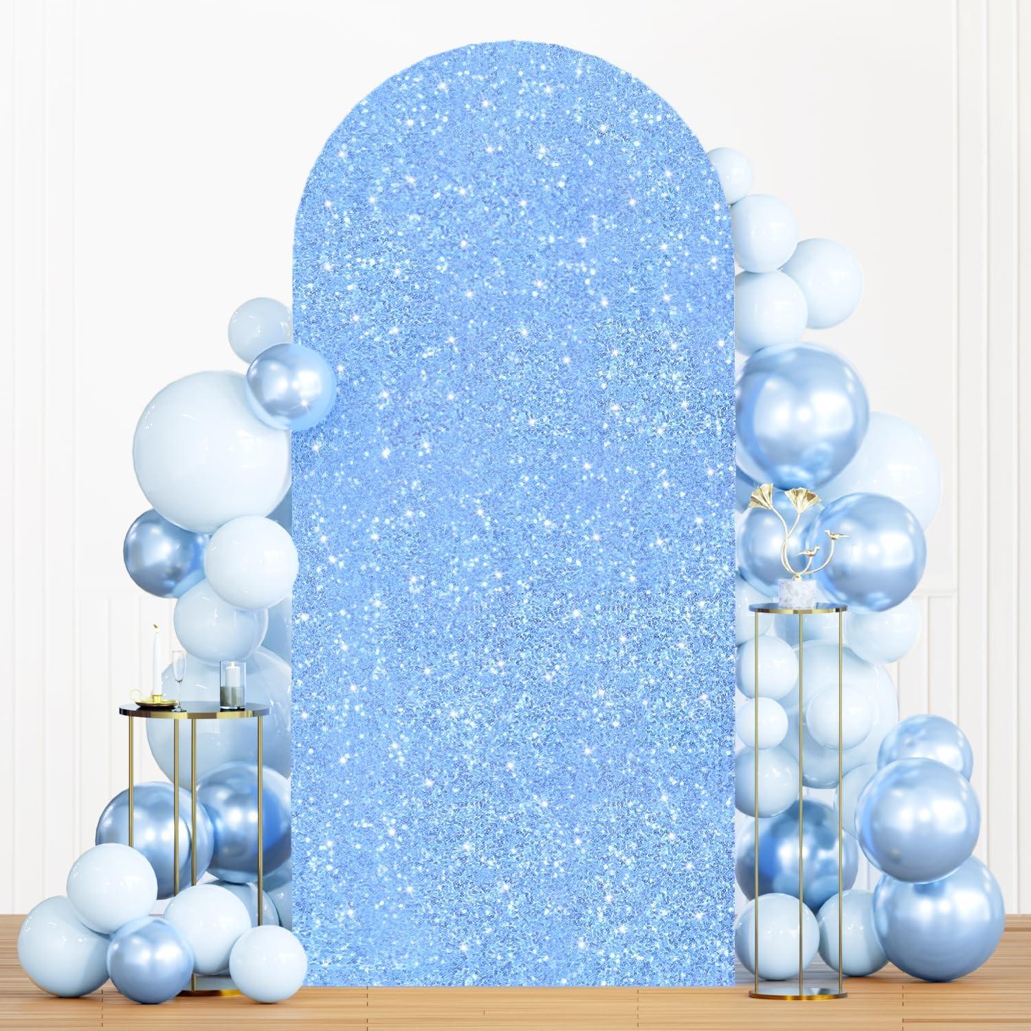 Cubierta de Arco Azul Claro MODFUNS 1.2x2.2m con Lentejuelas