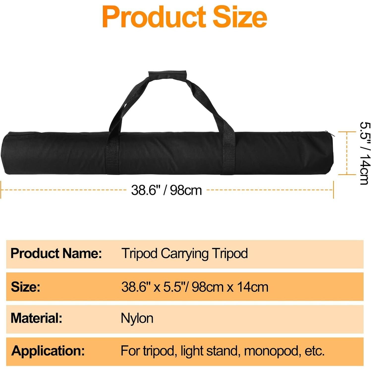 FUDESY 38.6in Tripod Carrying Case Bag, Heavy Duty Nylon Carry Bag with Handles for Photography Photo Studio Light Stands Tripod Monopod
