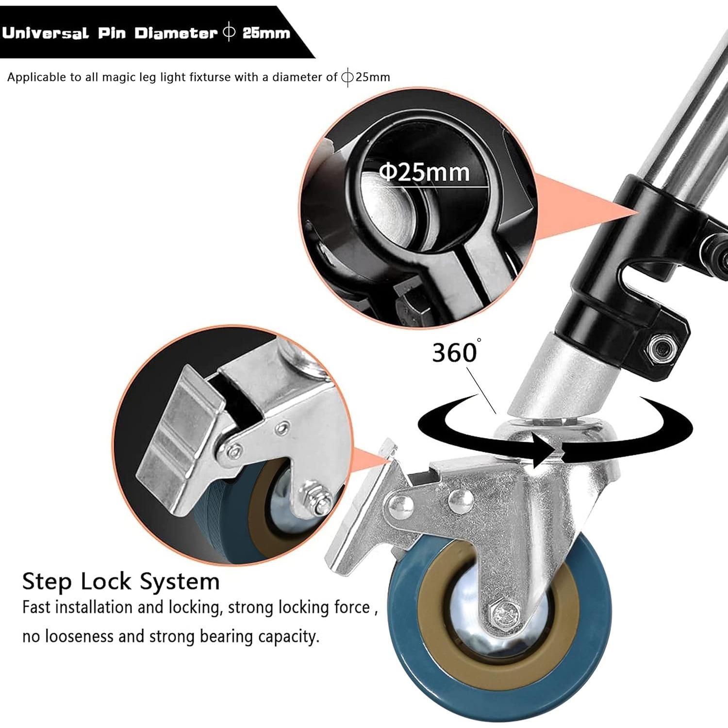 Juego de Ruedas Giratorias Profesionales YunDZ 25mm con Freno