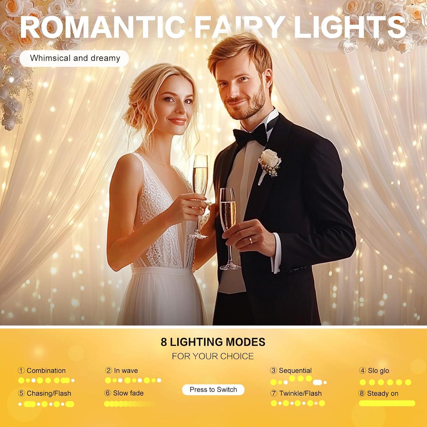 Telón de Tul Blanco con 300 Luces LED 3.05x3.05m HOLITS