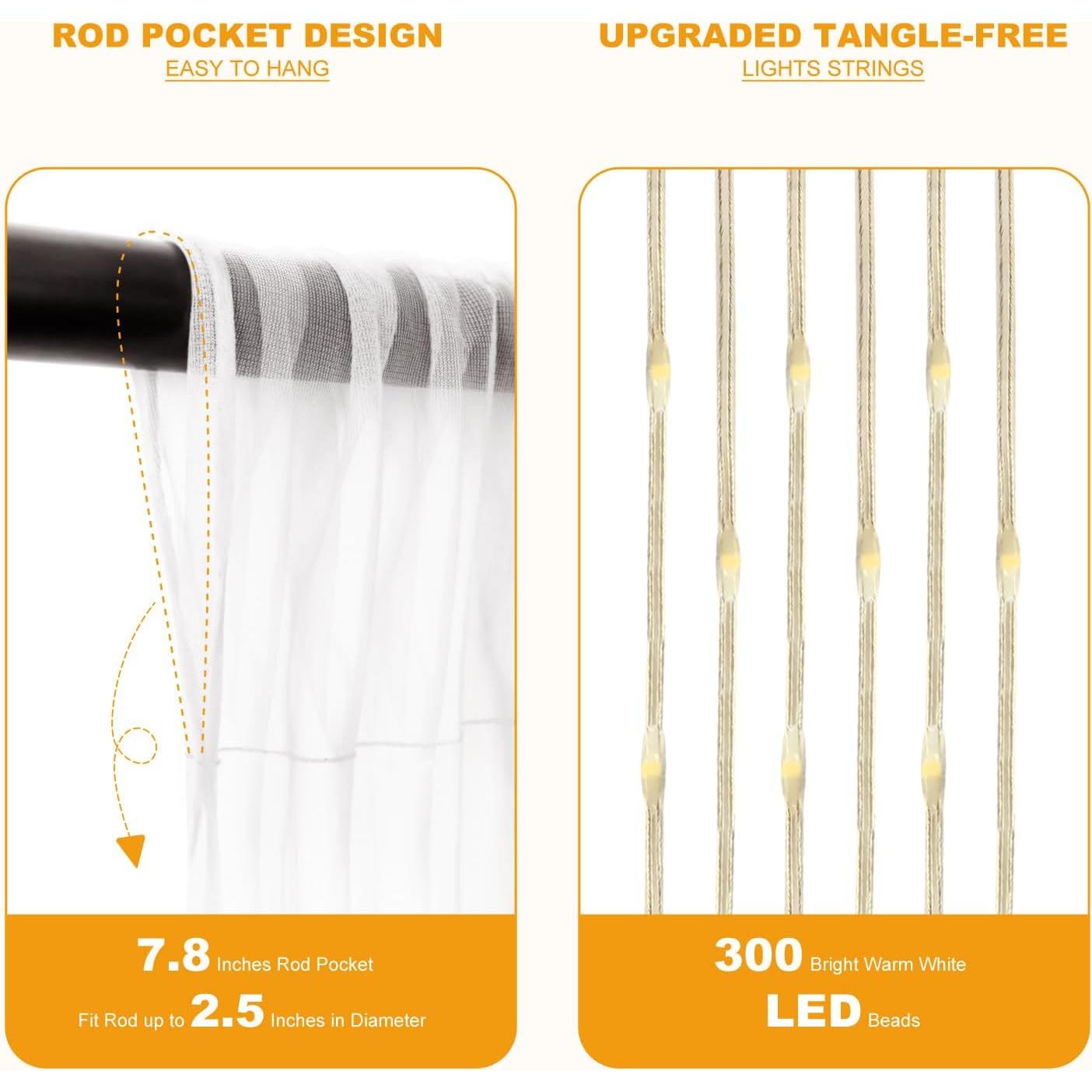 Telón de Tul Blanco con 300 Luces LED 3.05x3.05m HOLITS