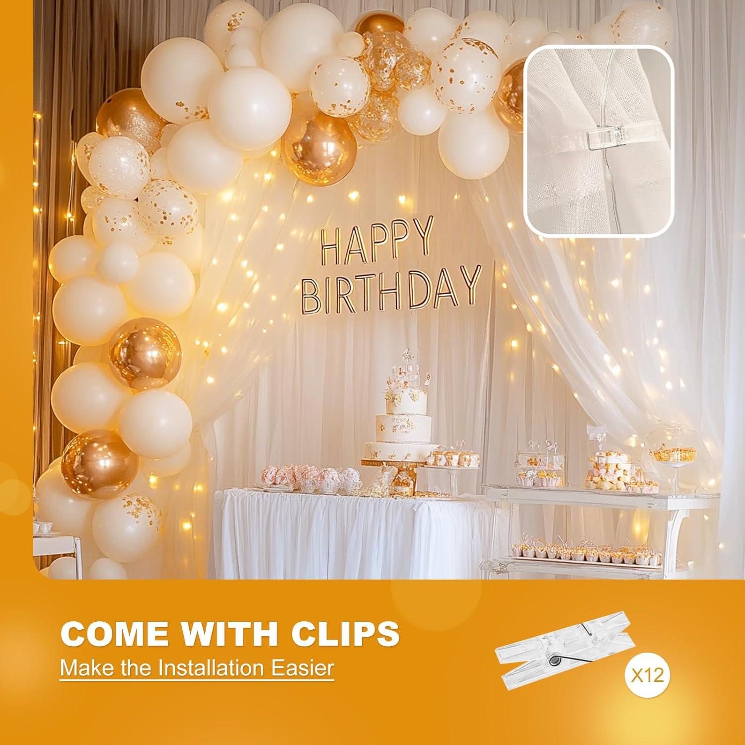 Telón de Tul Blanco con 300 Luces LED 3.05x3.05m HOLITS