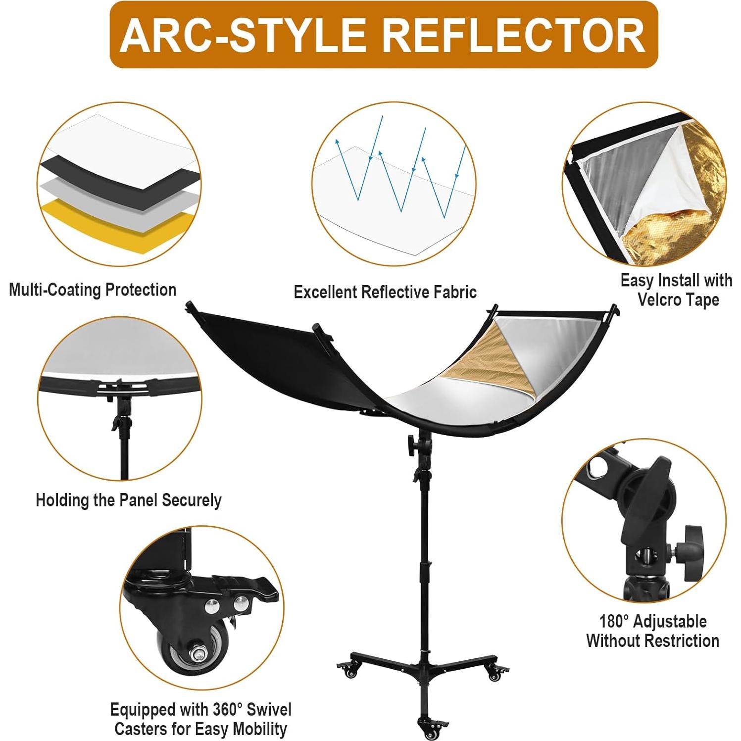 Reflector de Luz Clamshell 70"x24" MCCKLE con Soporte y Bolsa
