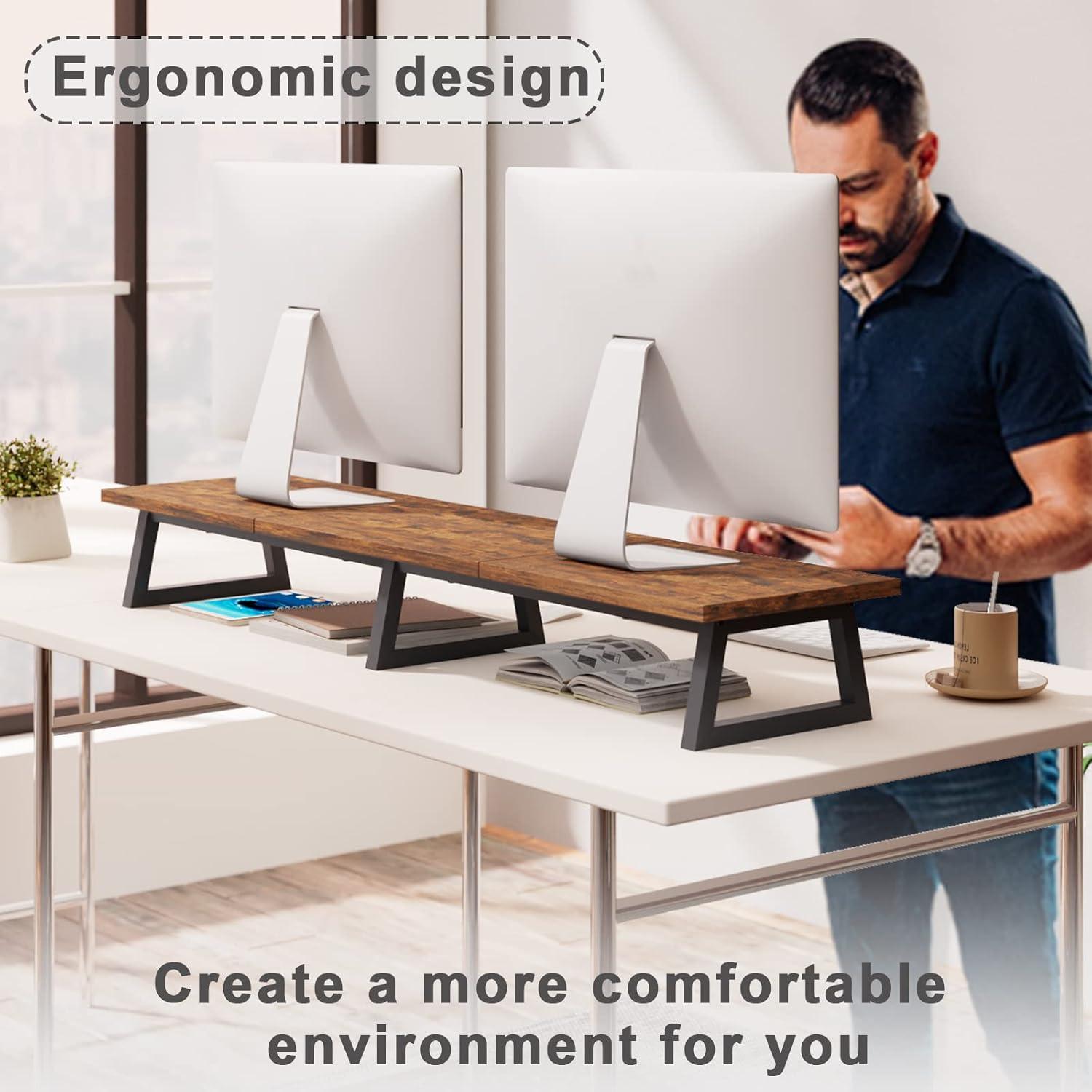 Soporte para Monitor Doble TEAMIX 106.68 cm Marrón Ergonómico