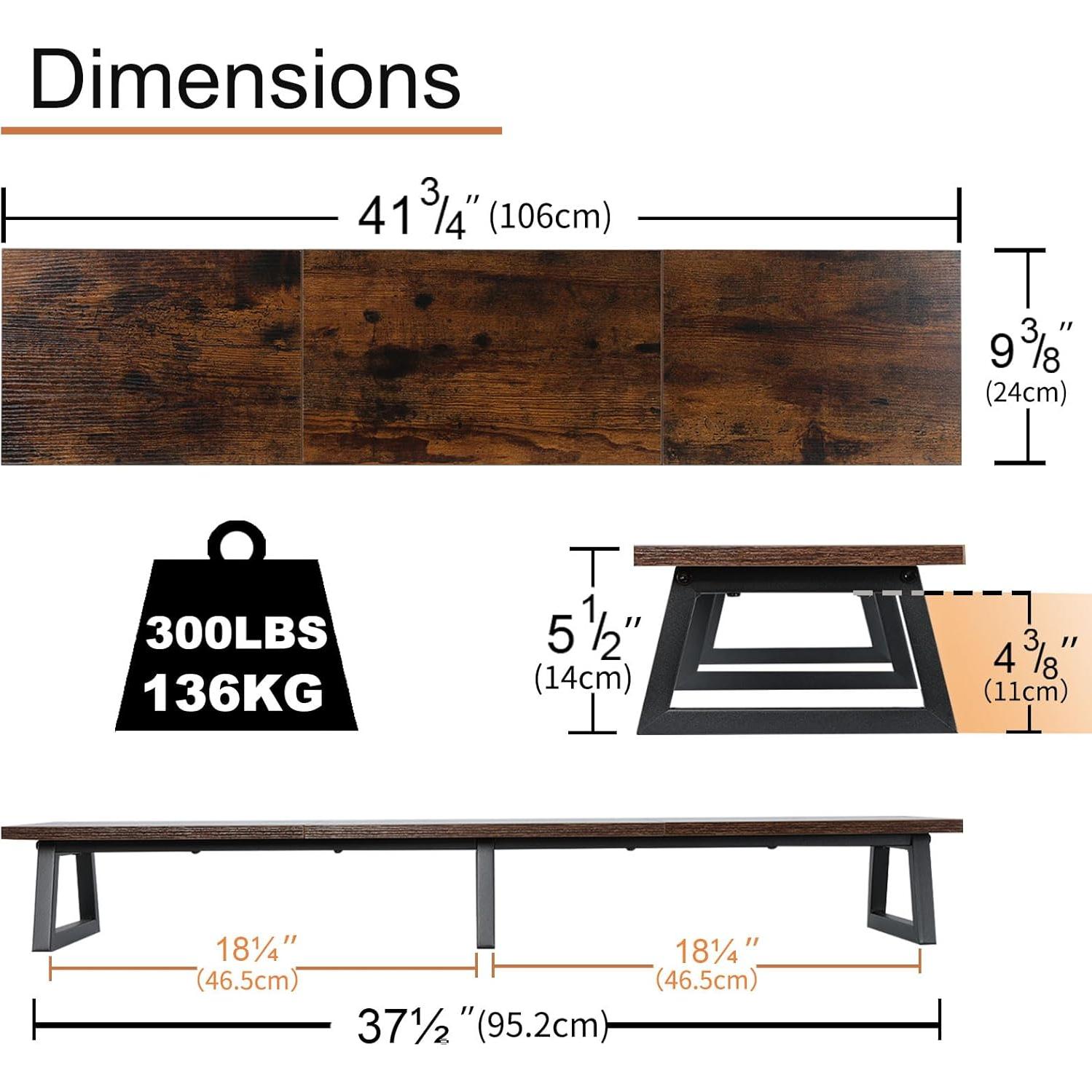 Soporte para Monitor Doble TEAMIX 106.68 cm Marrón Ergonómico