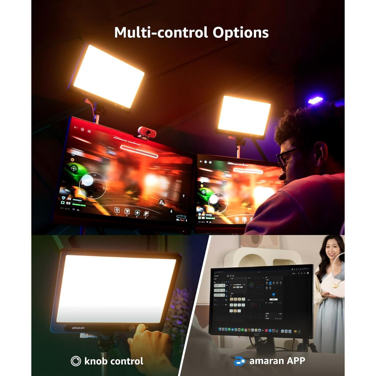 Panel LED amaran Verge 26W Bi-Color Ajustable CCT Carbón