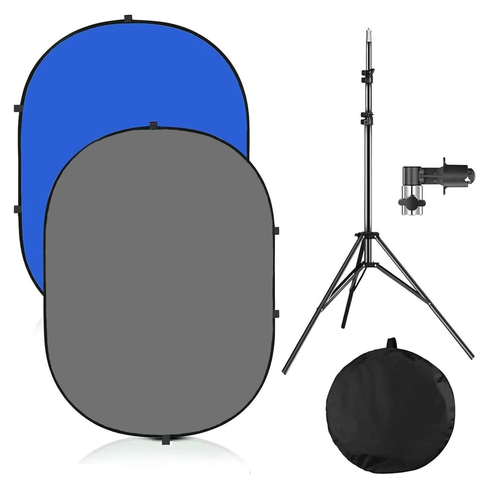 Fondo Chromakey Plegable 2-en-1 Azul Gris 150x200cm con Soporte