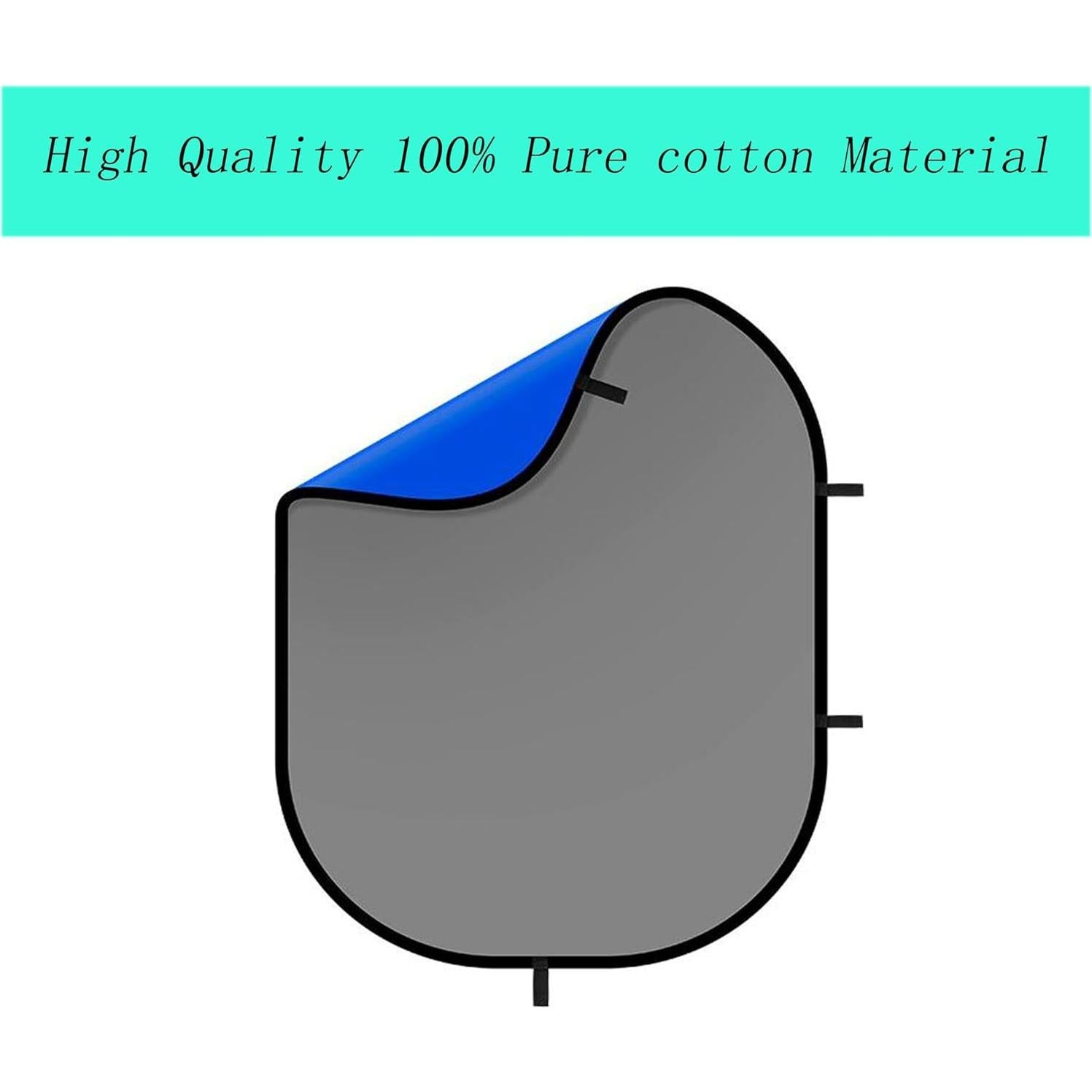 Fondo Chromakey Plegable 2-en-1 Azul Gris 150x200cm con Soporte