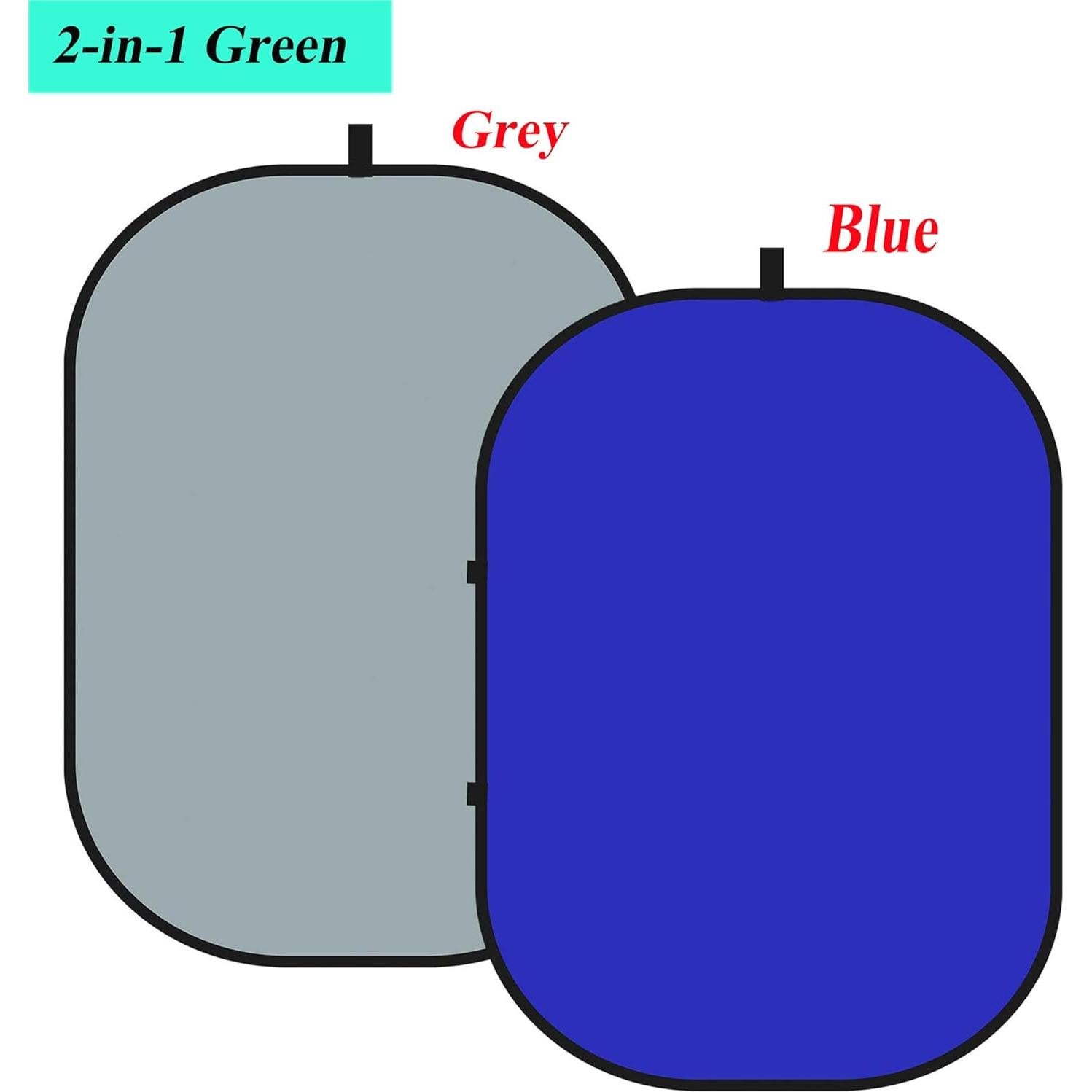 Fondo Chromakey Plegable 2-en-1 Azul Gris 150x200cm con Soporte