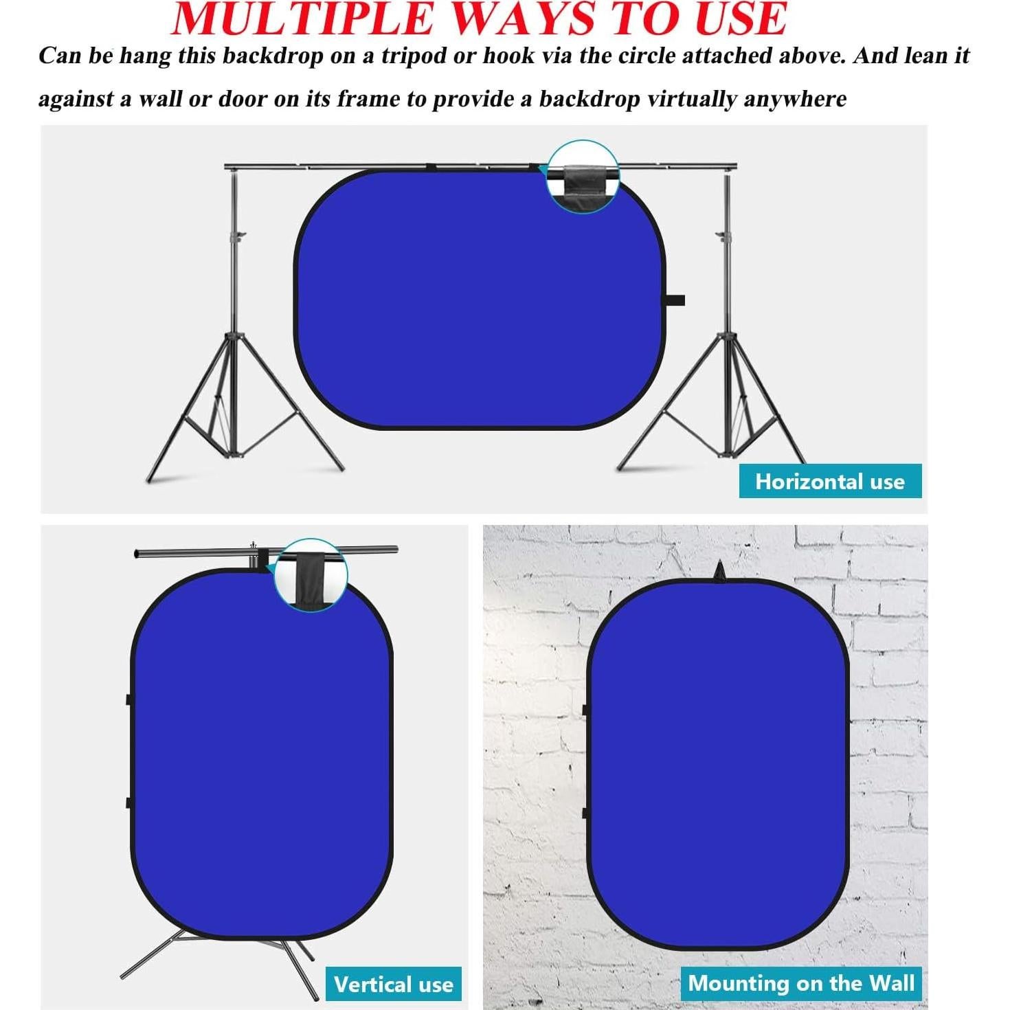 Fondo Chromakey Plegable 2-en-1 Azul Gris 150x200cm con Soporte