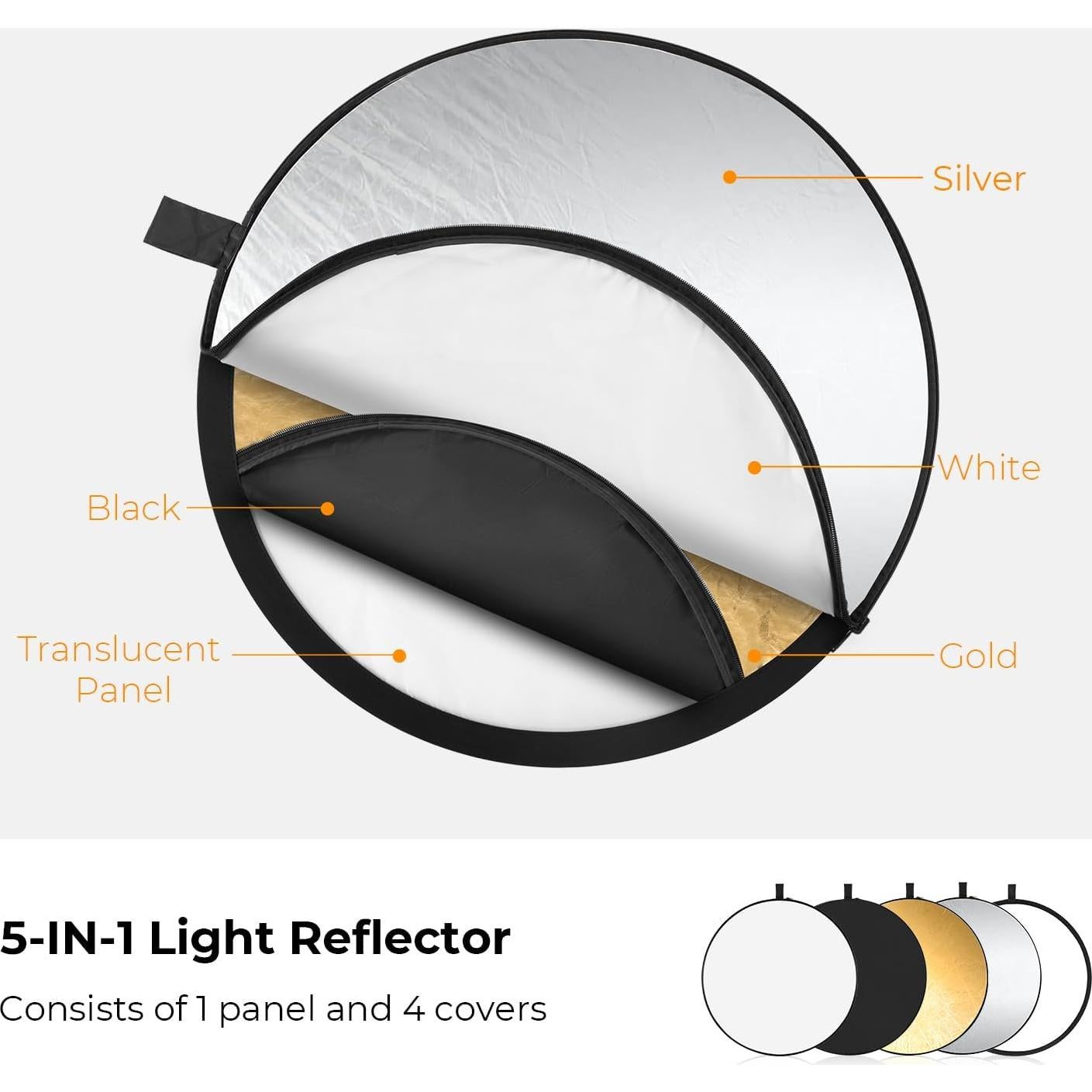 Reflector de Luz 5-en-1 K&F CONCEPT 80cm Plegable Portátil