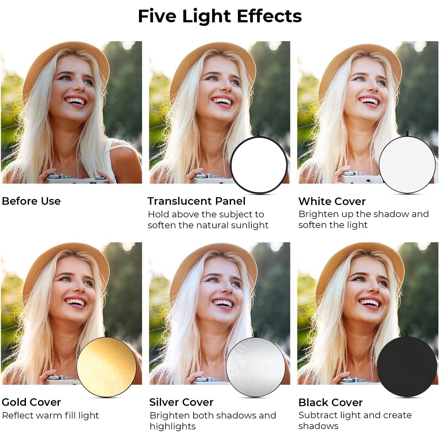 Reflector de Luz 5-en-1 K&F CONCEPT 80cm Plegable Portátil