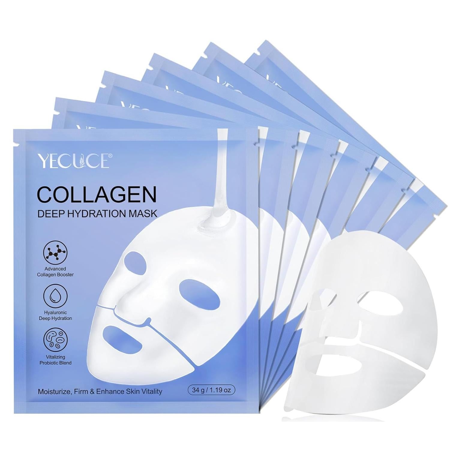 Mascarilla Facial de Colágeno Writheion 6 Piezas Hidratante