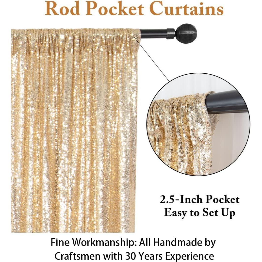 Fondo de Lentejuelas Doradas Claras ShinyBeauty 1.22x2.13m