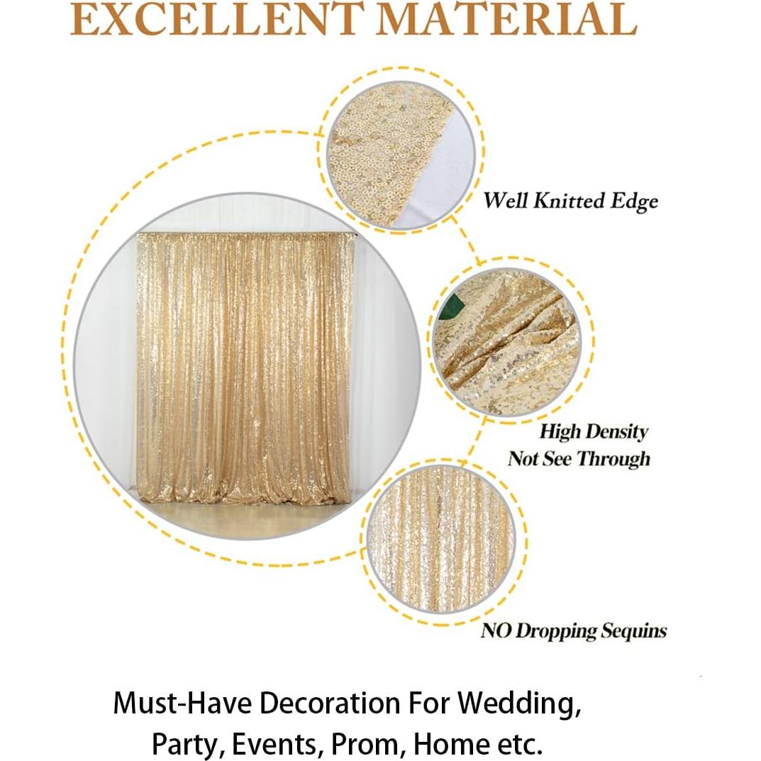 Fondo de Lentejuelas Doradas Claras ShinyBeauty 1.22x2.13m