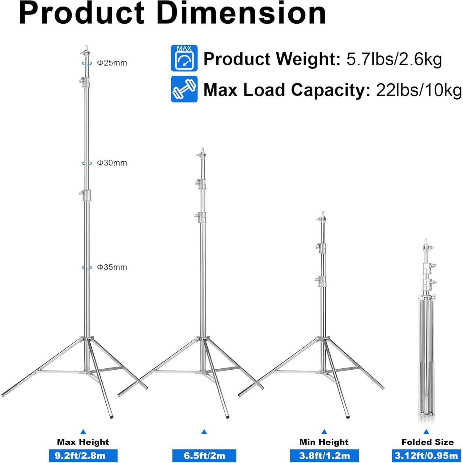 Soporte de Luz Selens 2.8 m Acero Inoxidable Plegable 10 kg