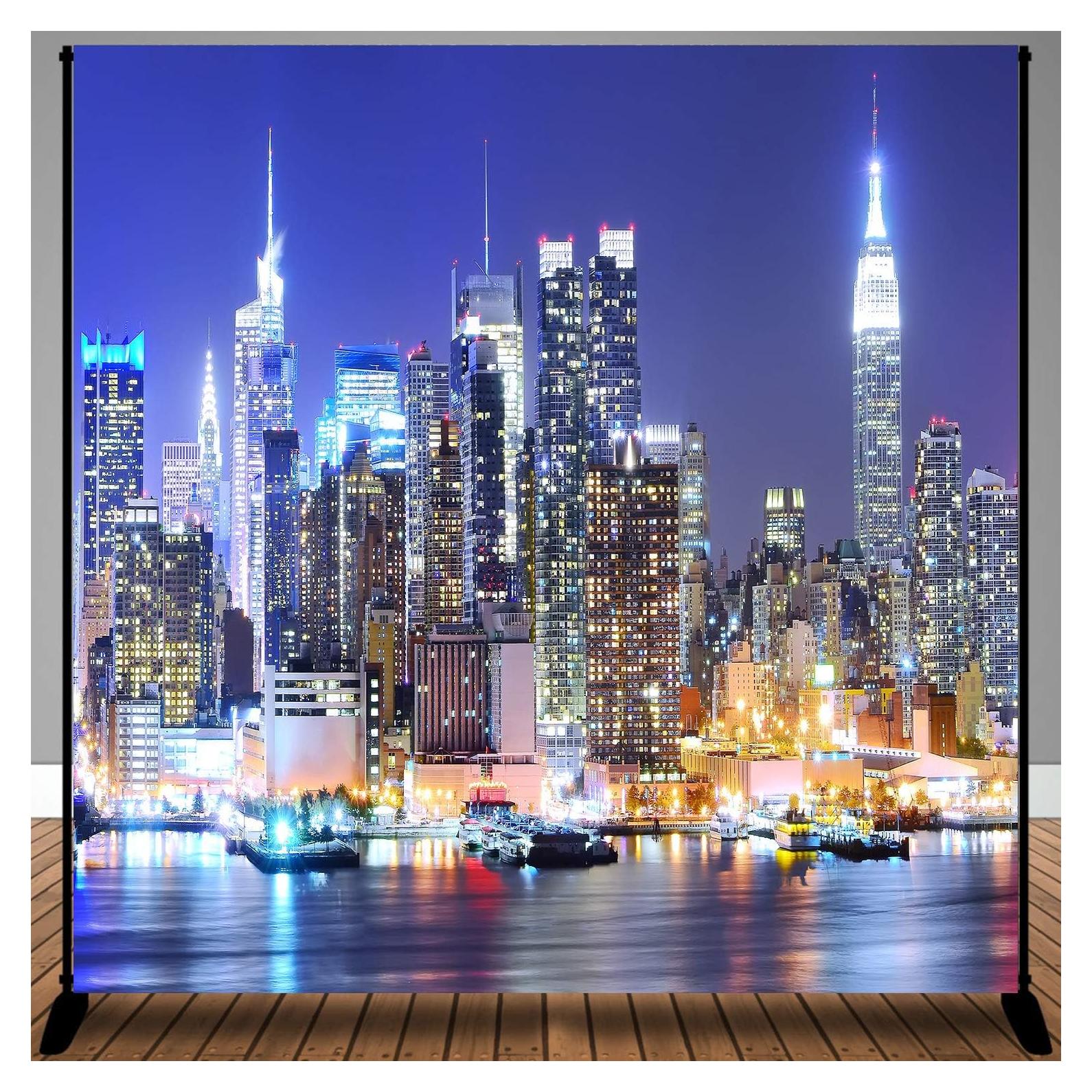 Fondo de Vinilo 10x10ft MTMETY Nueva York Nocturno