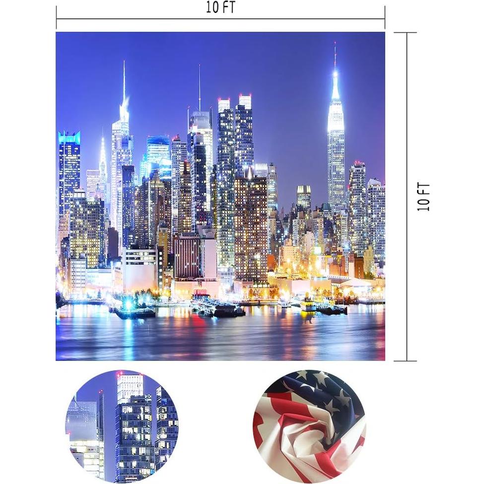 Fondo de Vinilo 10x10ft MTMETY Nueva York Nocturno