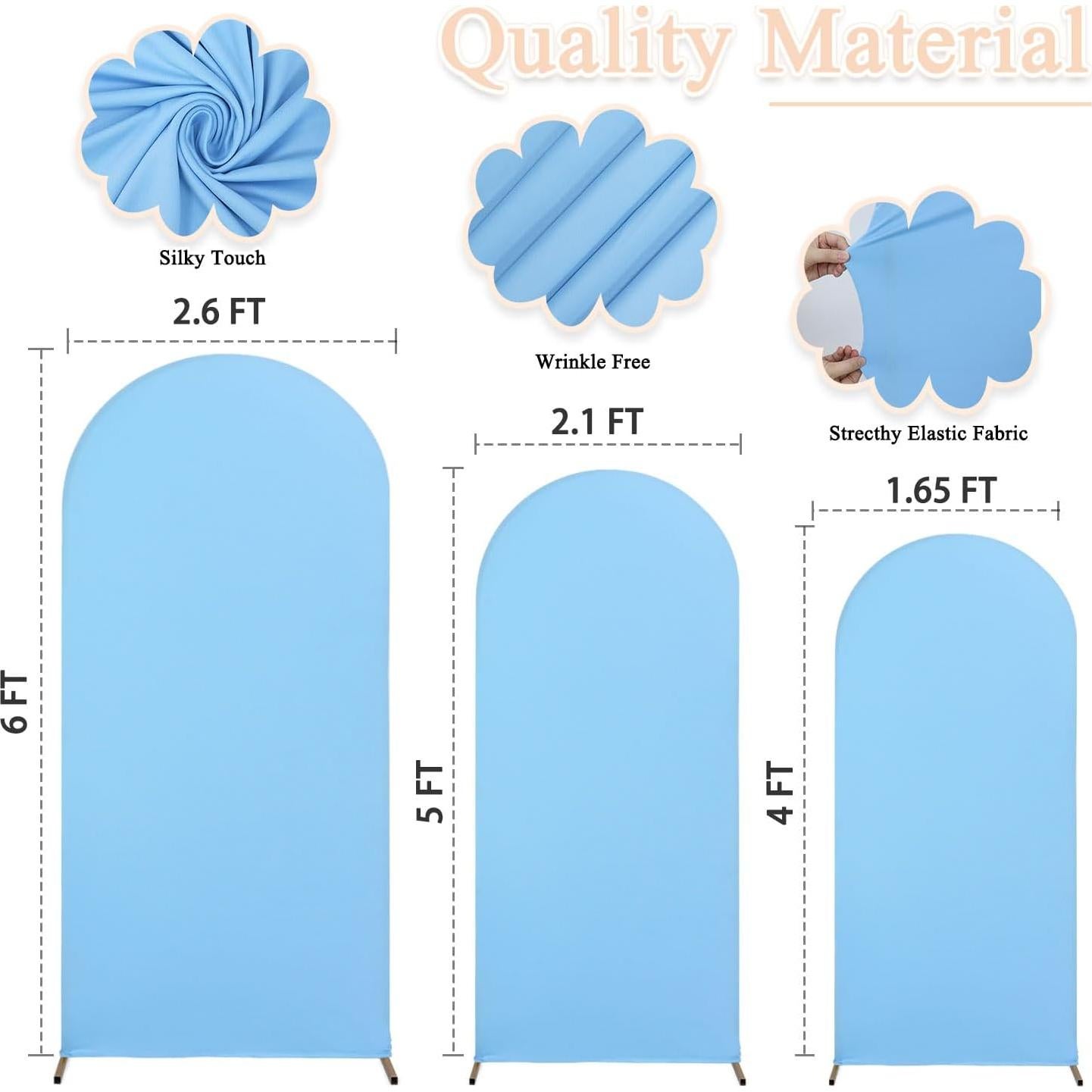 Juego de 3 Fundas para Arcos de Boda PATYDEST Azul Claro 1.22m 1.52m 1.83m