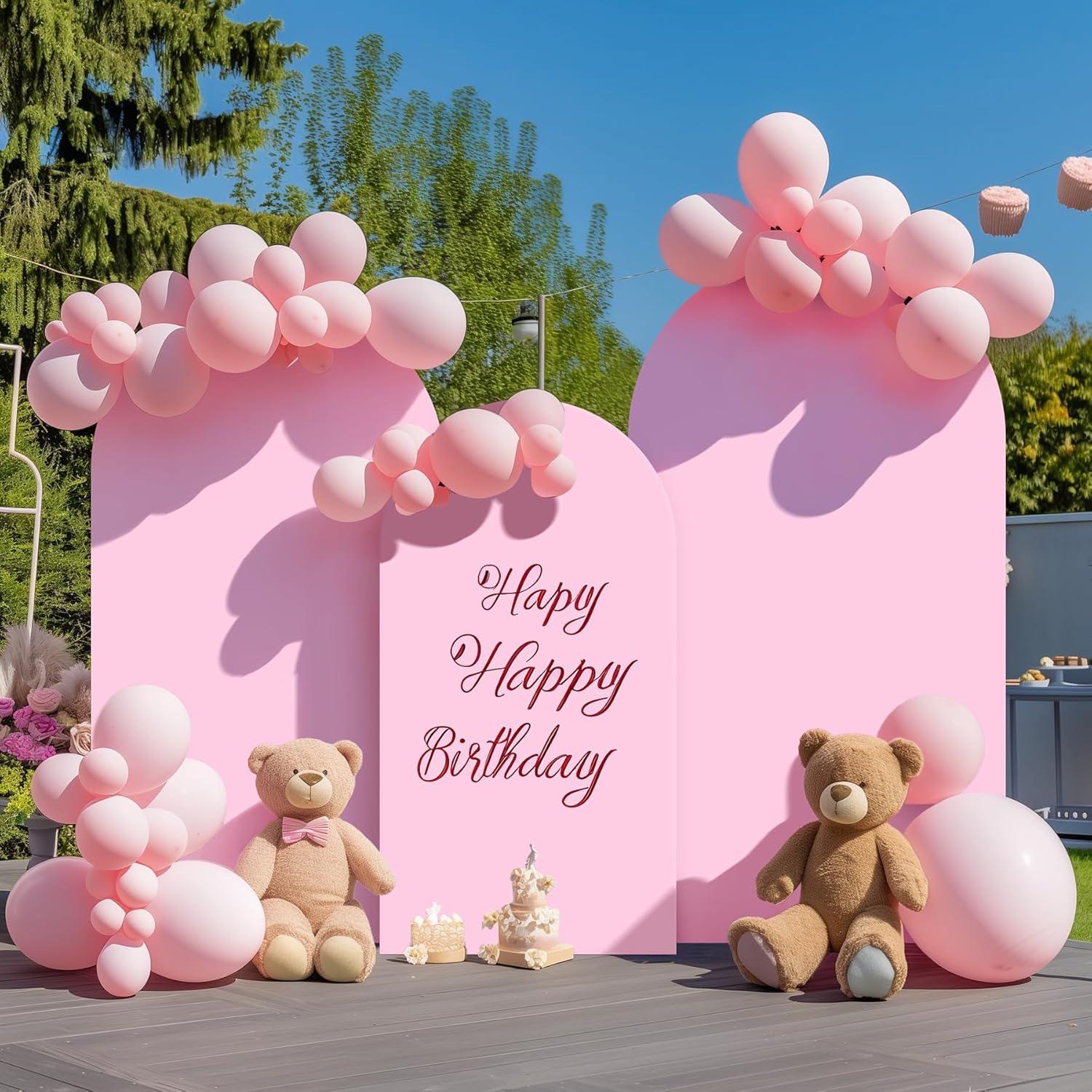 Juego de 3 Fundas de Arco Spandex Rosa Bebé 1.83m 1.52m 1.22m