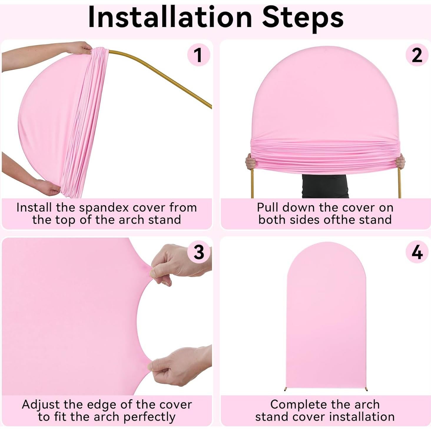 Juego de 3 Fundas de Arco Spandex Rosa Bebé 1.83m 1.52m 1.22m