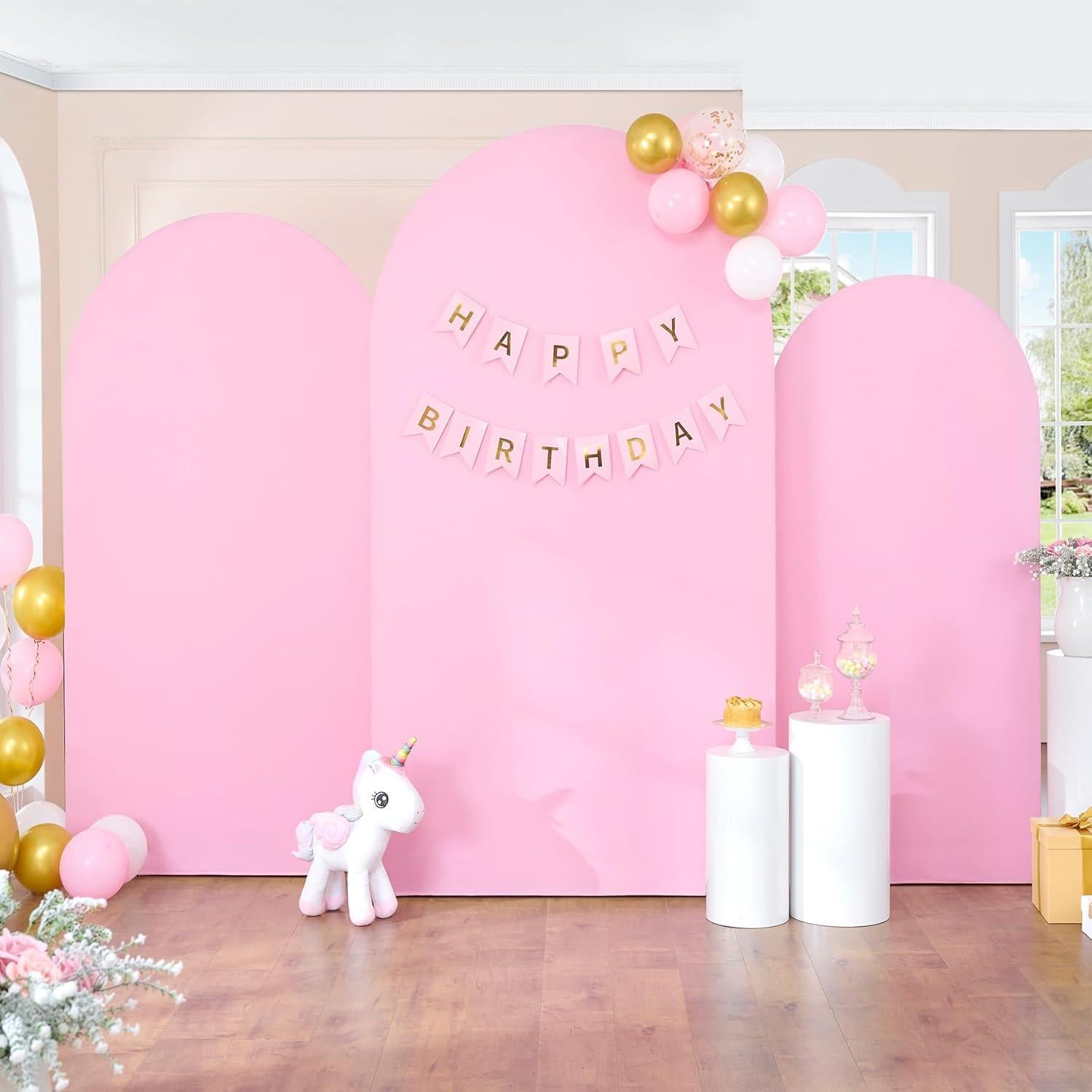 Juego de 3 Fundas de Arco Spandex Rosa Bebé 1.83m 1.52m 1.22m