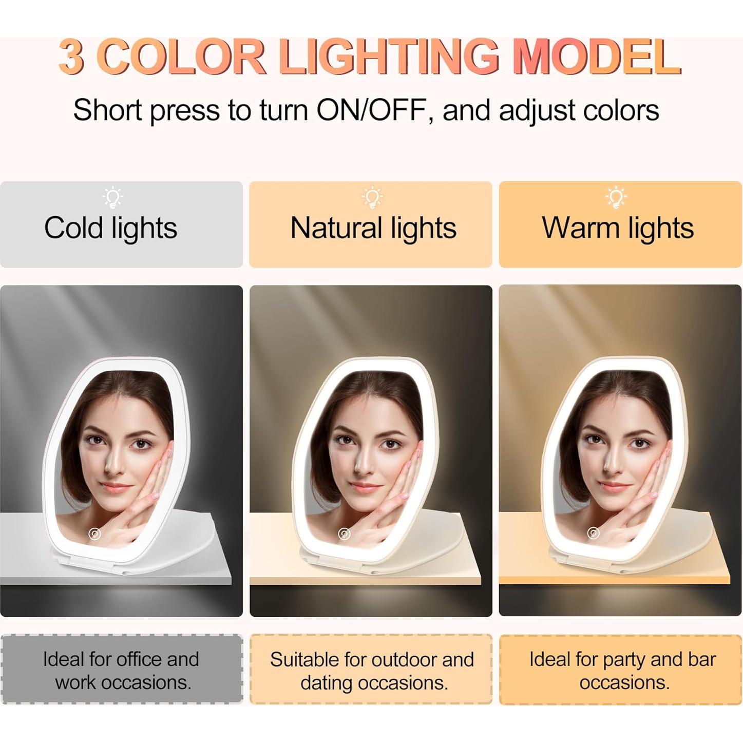 Espejo de Maquillaje COSYGLOW Hexagonal con Luz LED 3 Colores