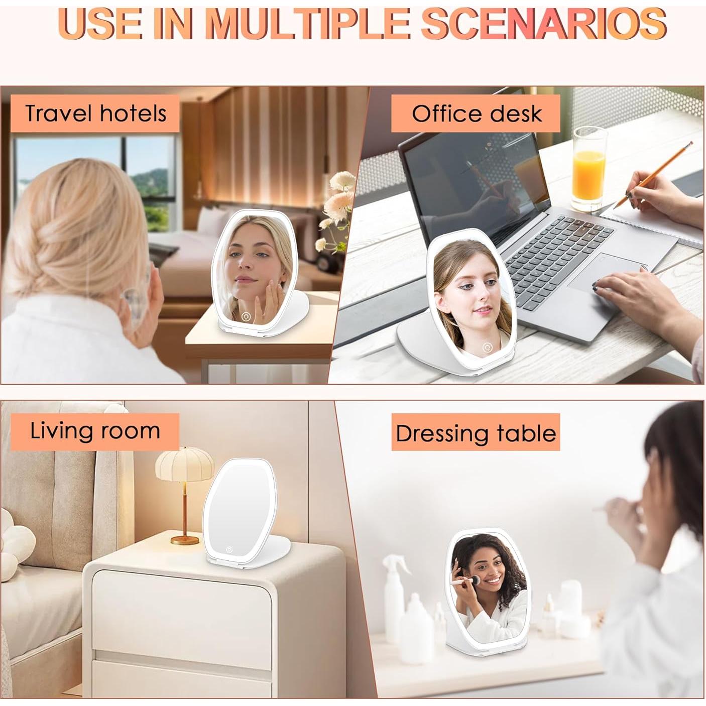 Espejo de Maquillaje COSYGLOW Hexagonal con Luz LED 3 Colores