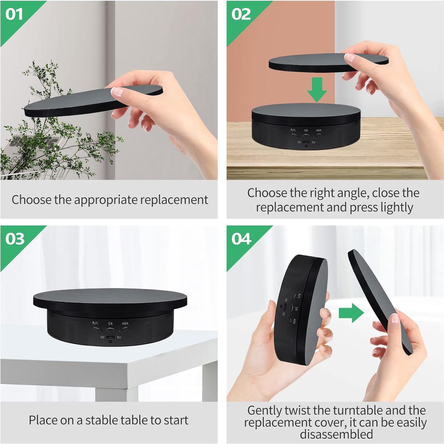 Soporte de Exhibición Rotatorio ZLMONDEE 3 en 1 Negro 22 kg