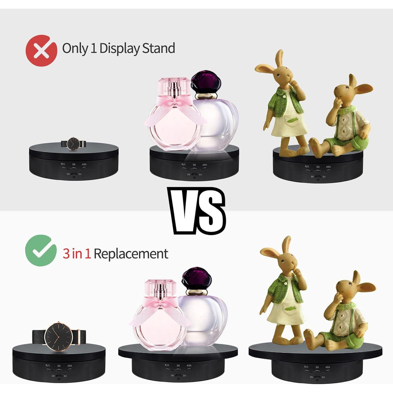 Soporte de Exhibición Rotatorio ZLMONDEE 3 en 1 Negro 22 kg