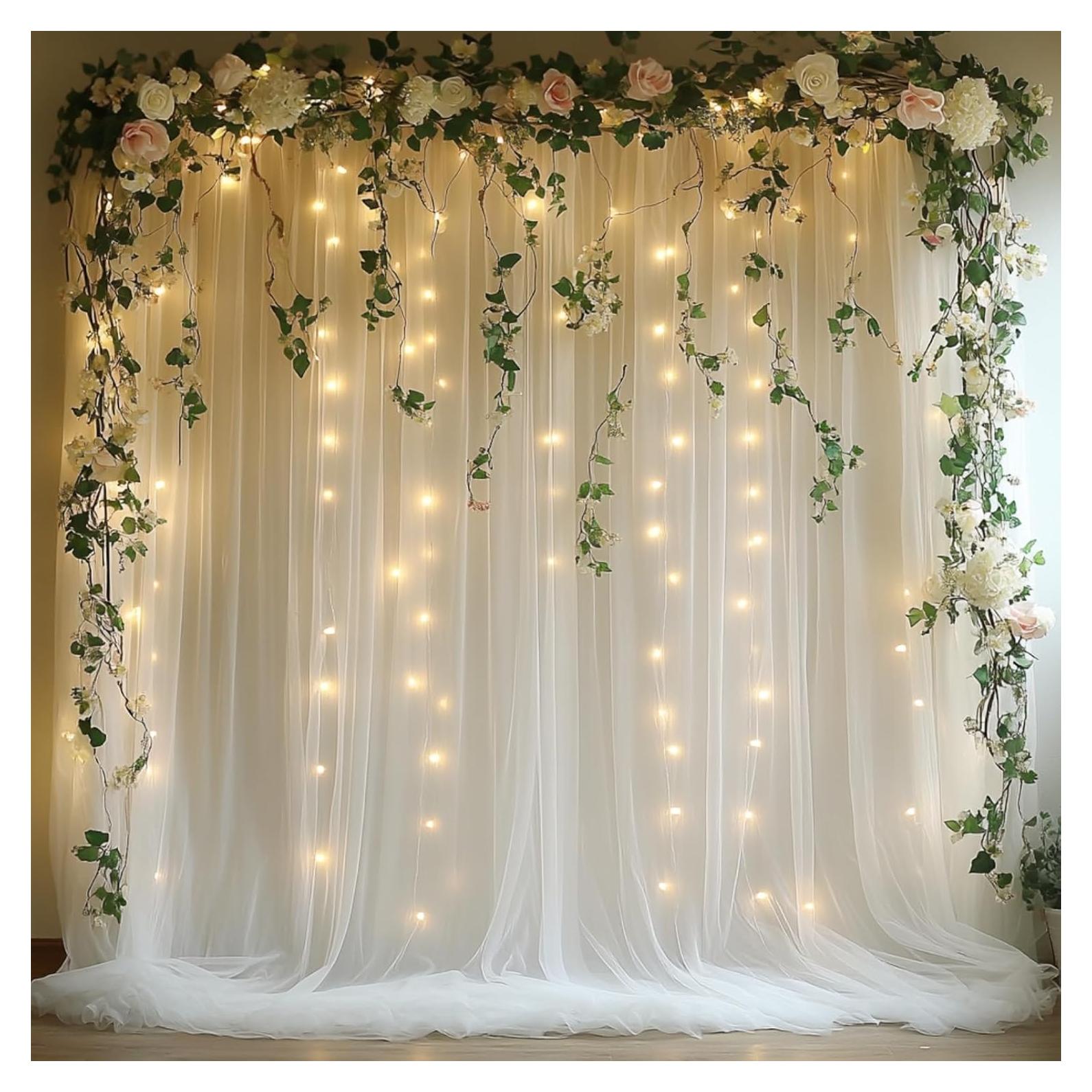 Cortina de Tul Blanca Patioman 3.05x3.05m con Luces LED