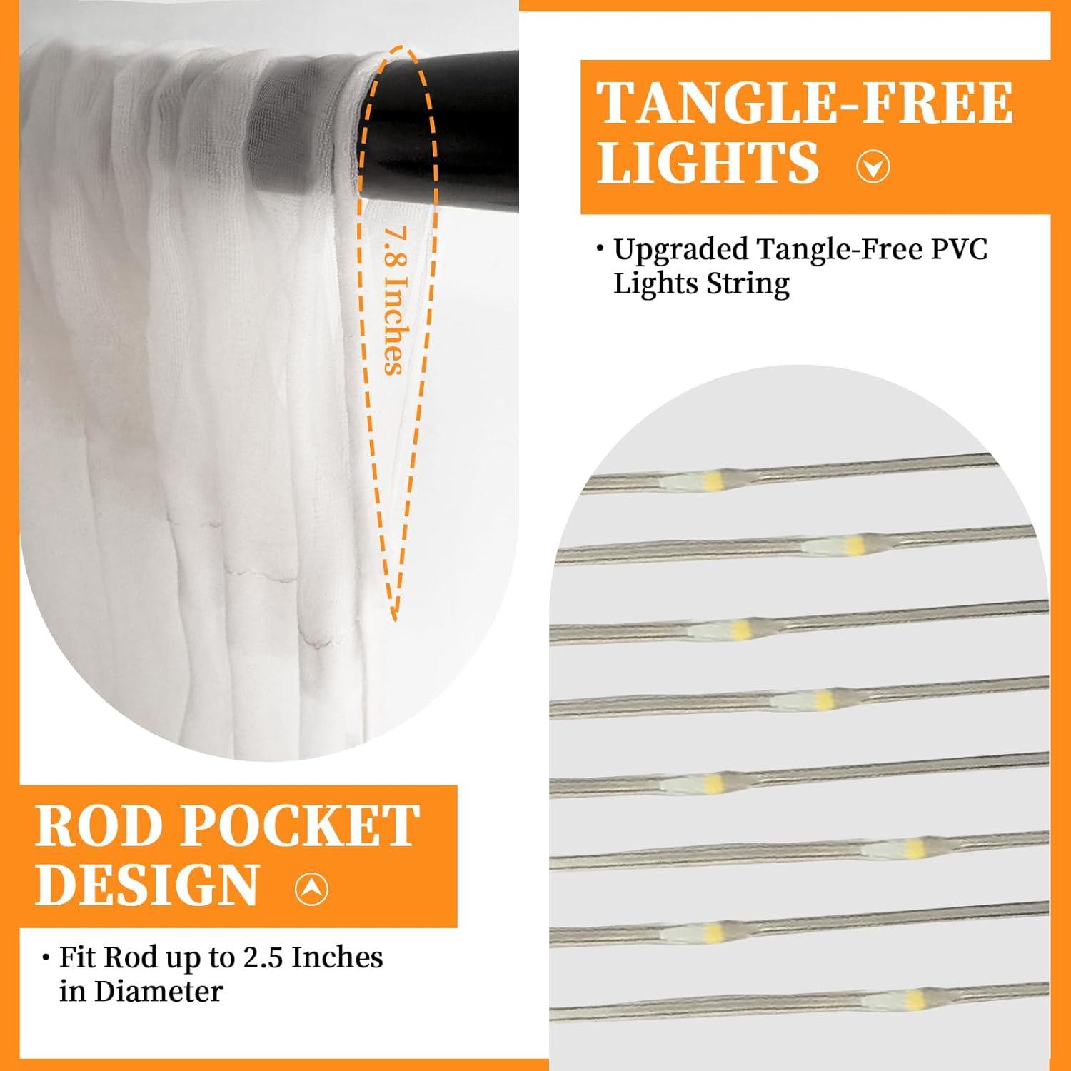 Cortina de Tul Blanca Patioman 3.05x3.05m con Luces LED