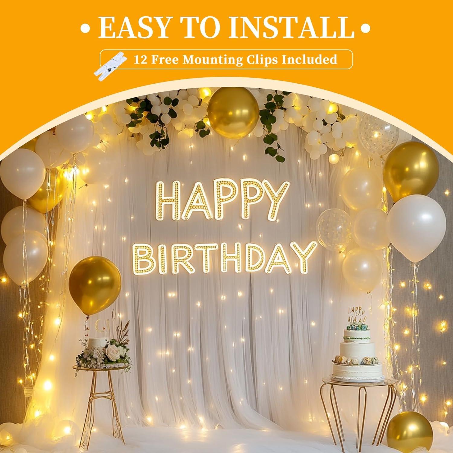 Cortina de Tul Blanca Patioman 3.05x3.05m con Luces LED