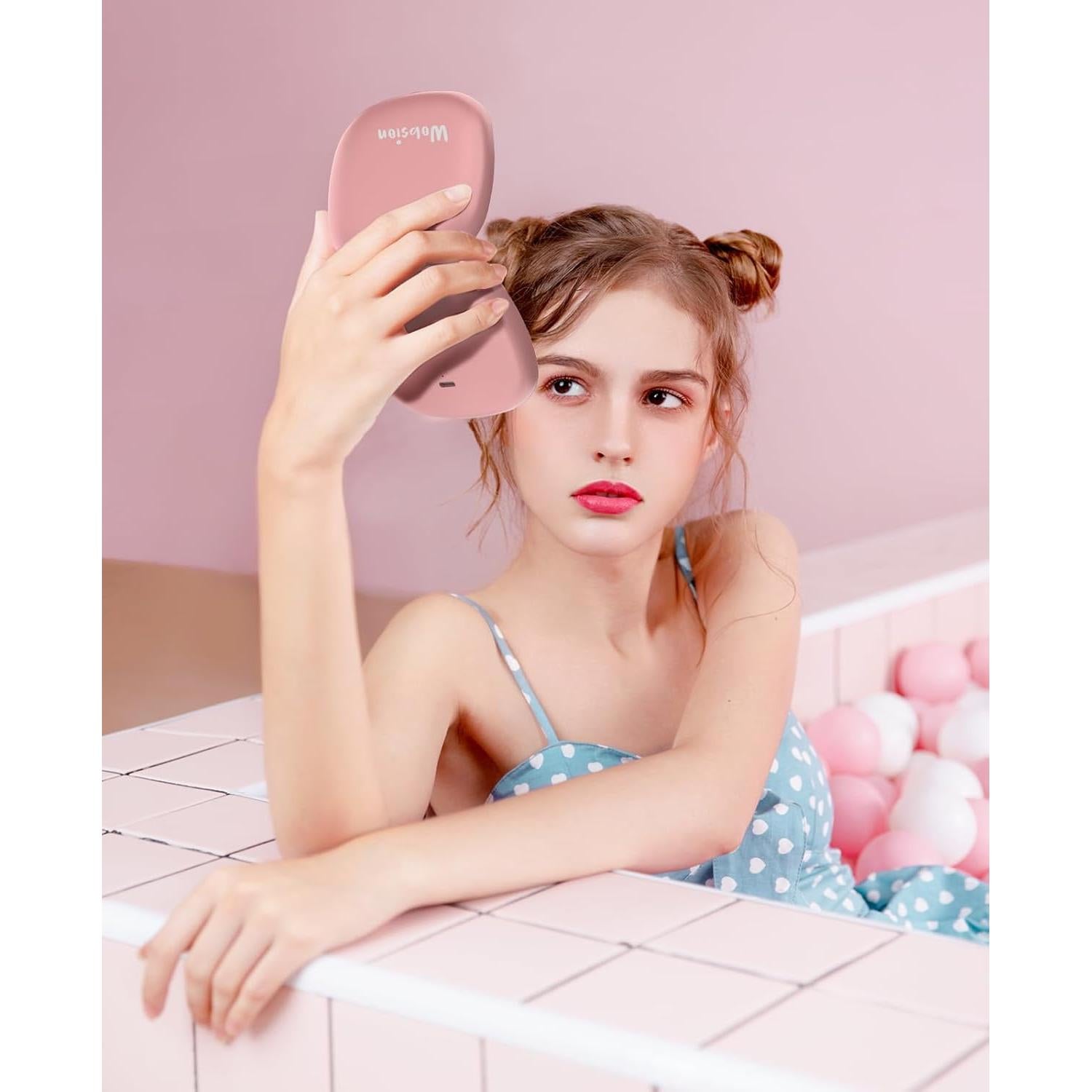 Espejo de Viaje Wobsion Oro Rosa 1x/10x con Luz LED