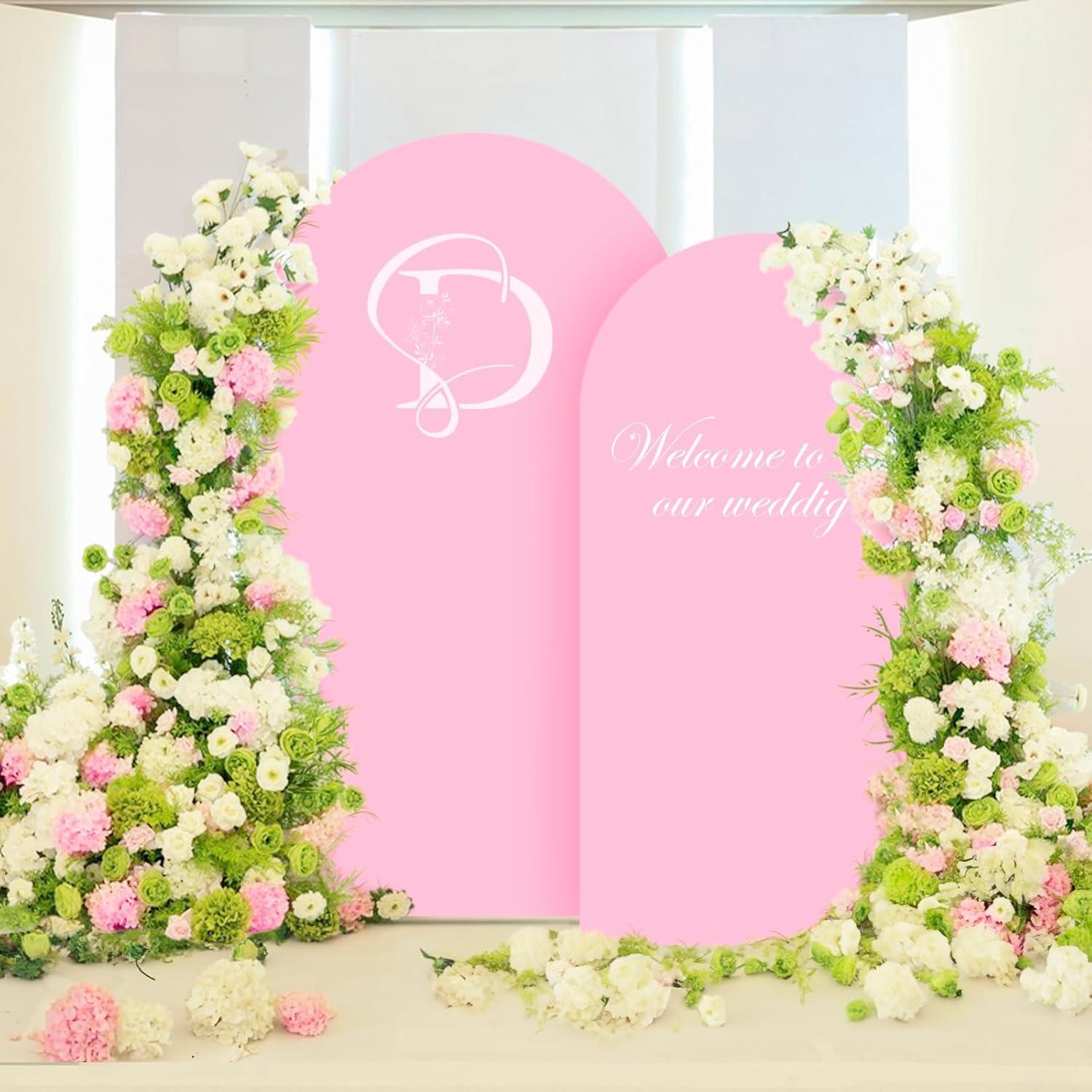 LEBENGURU Juego de 2 Fundas de Arco de Boda Rosa Claro 2.01m 2.19m