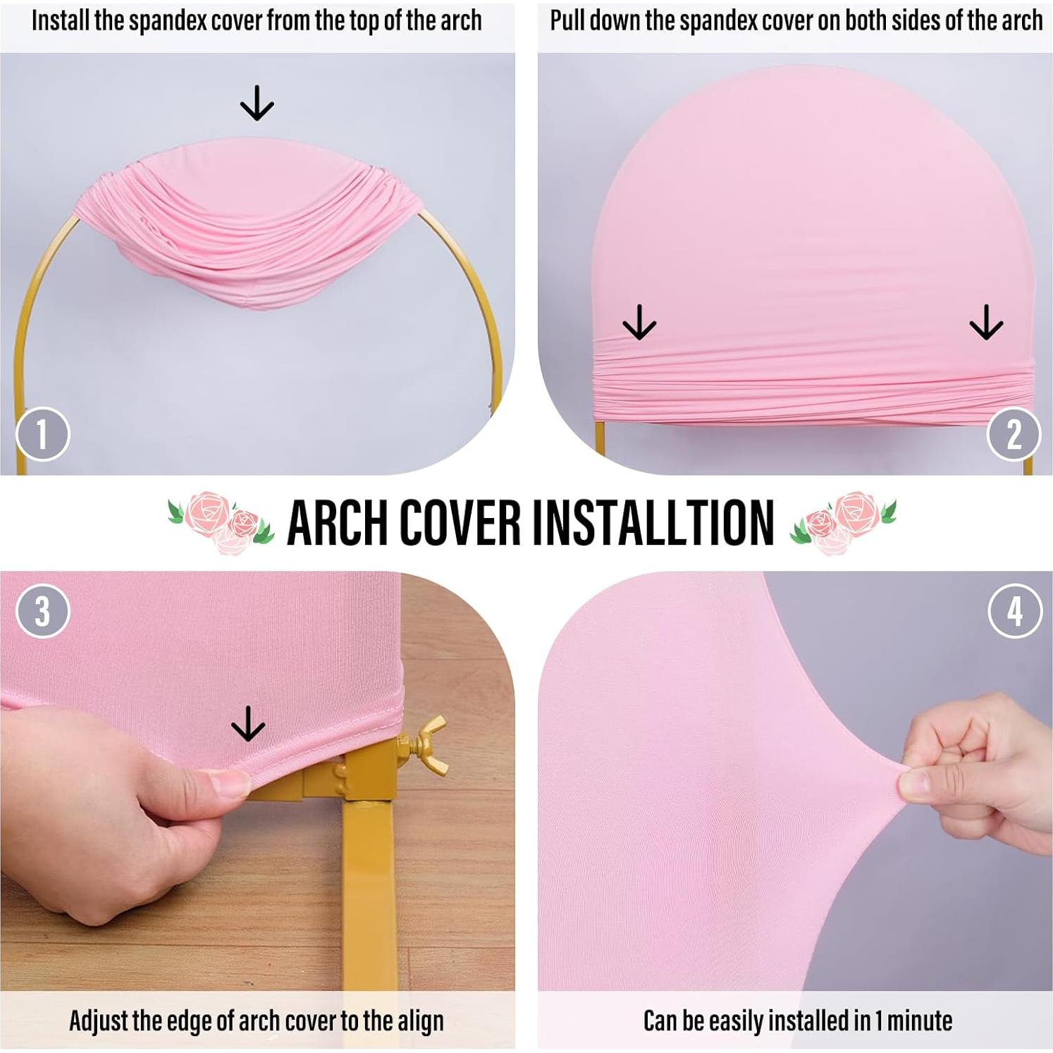 LEBENGURU Juego de 2 Fundas de Arco de Boda Rosa Claro 2.01m 2.19m