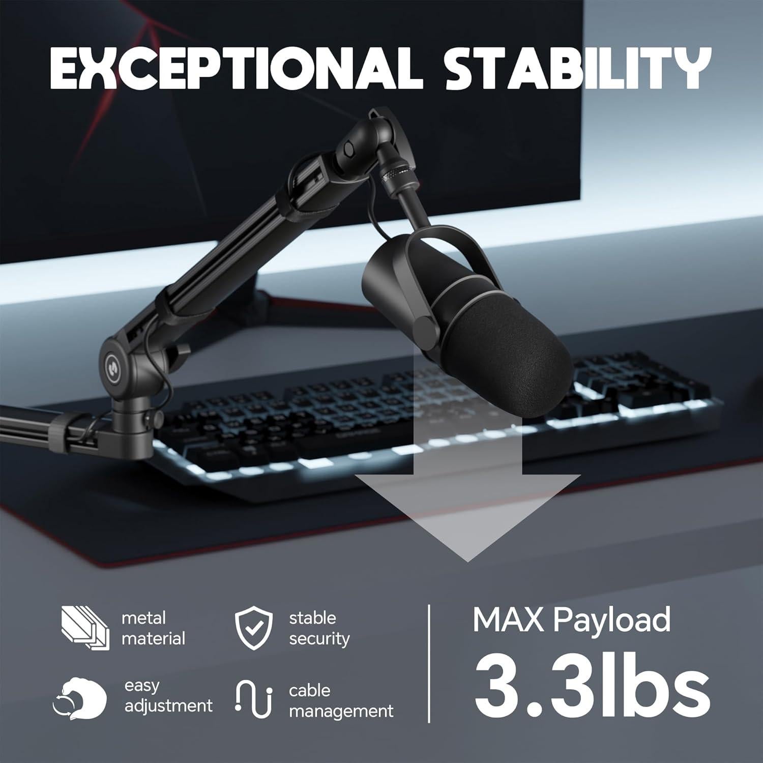 Brazo de Micrófono Ajustable CMTECK AR-16 con Elevador 15cm