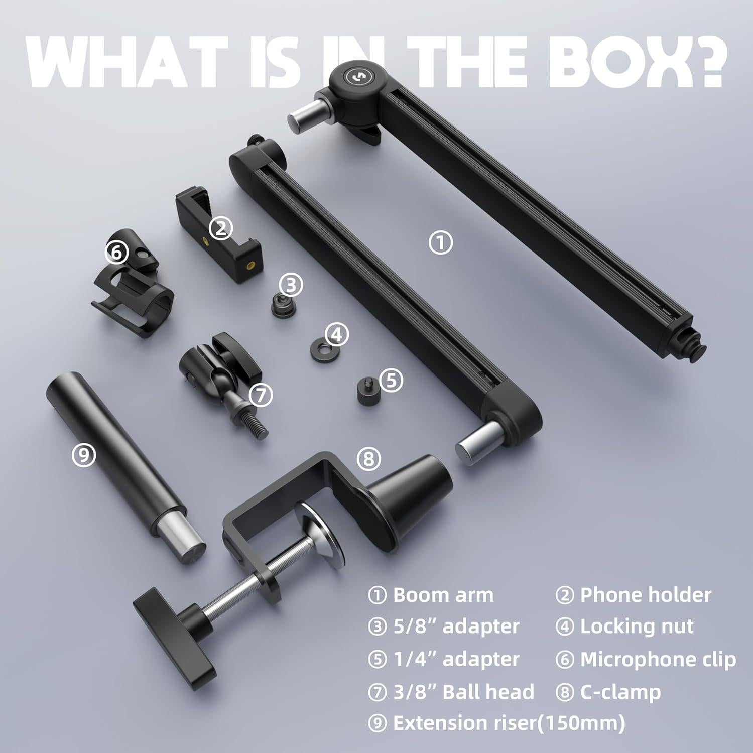 Brazo de Micrófono Ajustable CMTECK AR-16 con Elevador 15cm