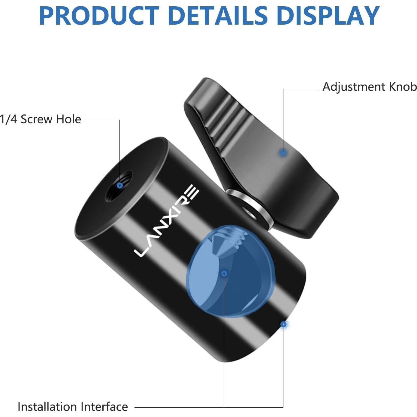 Adaptador de Montaje Lanxire 16mm con Tornillo 1/4" para Luz