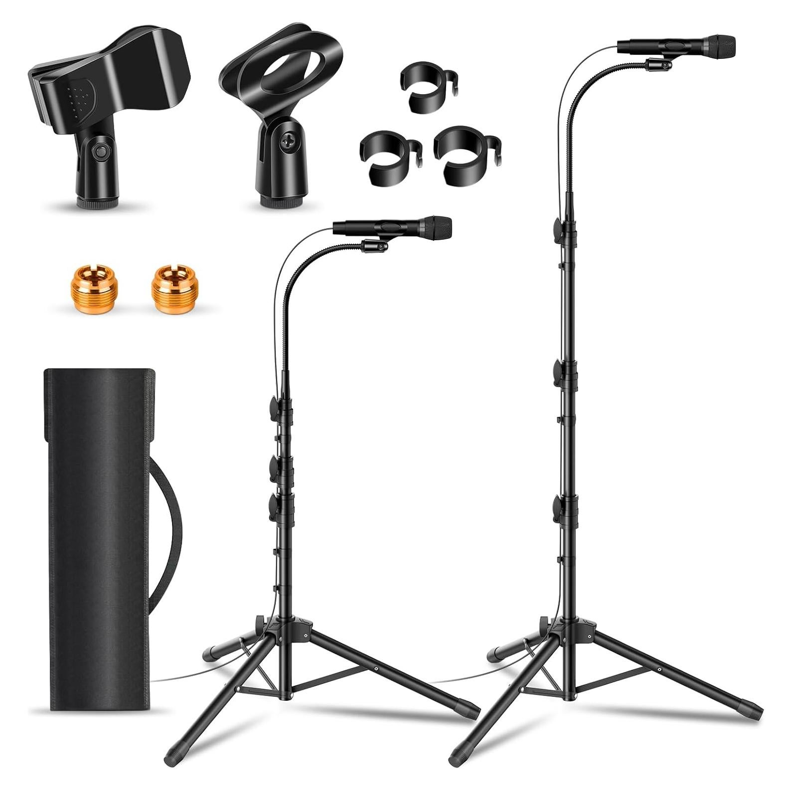 Soportes de Micrófono Ajustables con Cuello de Ganso - Paquete de 2