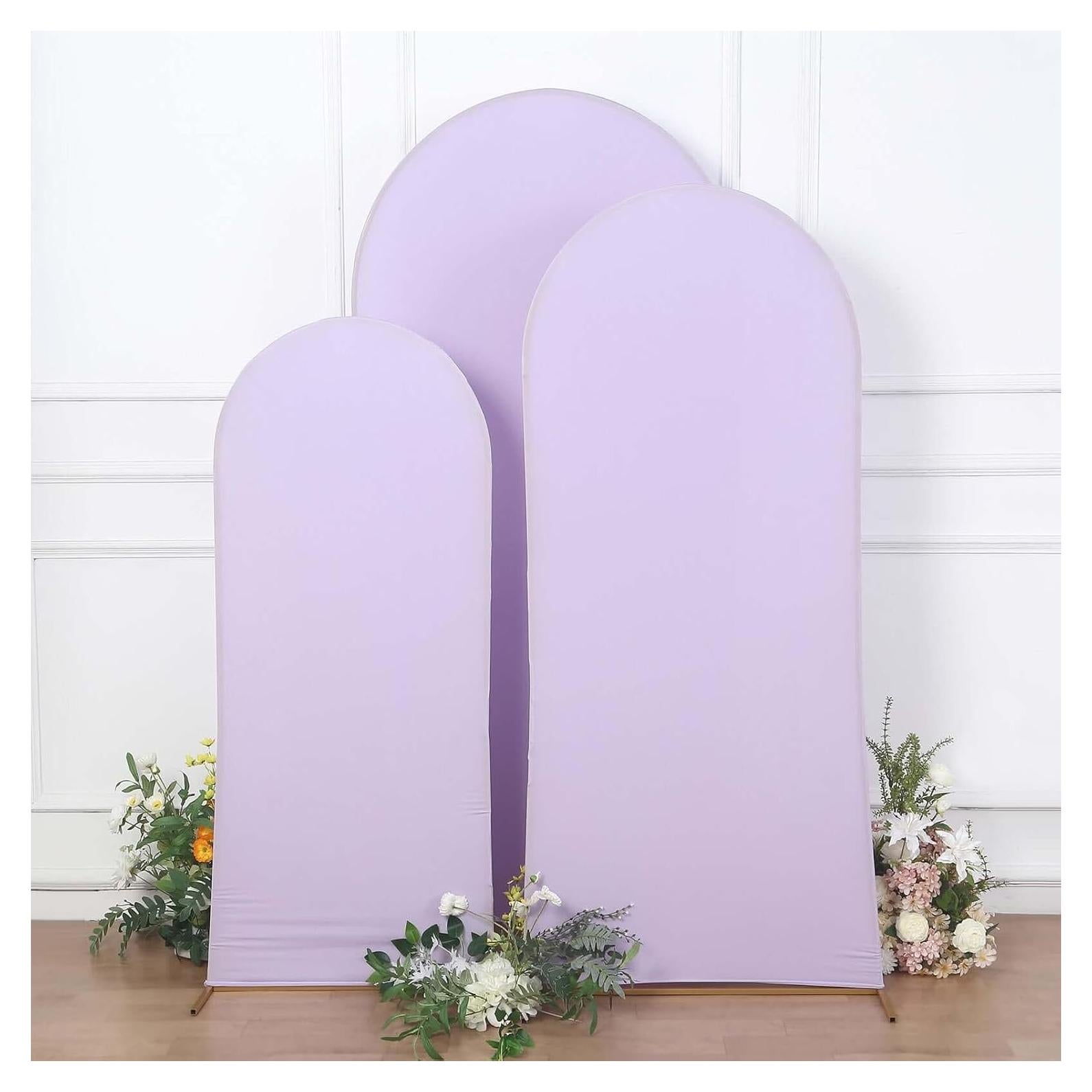 Set de 3 Fundas de Spandex Lavanda para Arcos de Boda 1.52m-2.13m
