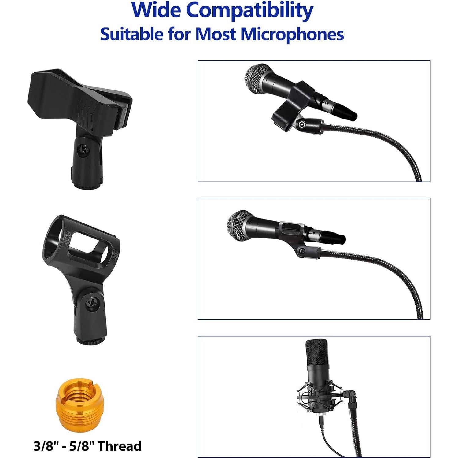 Soporte de Micrófono Universal Ajustable 61-170 cm con Clips