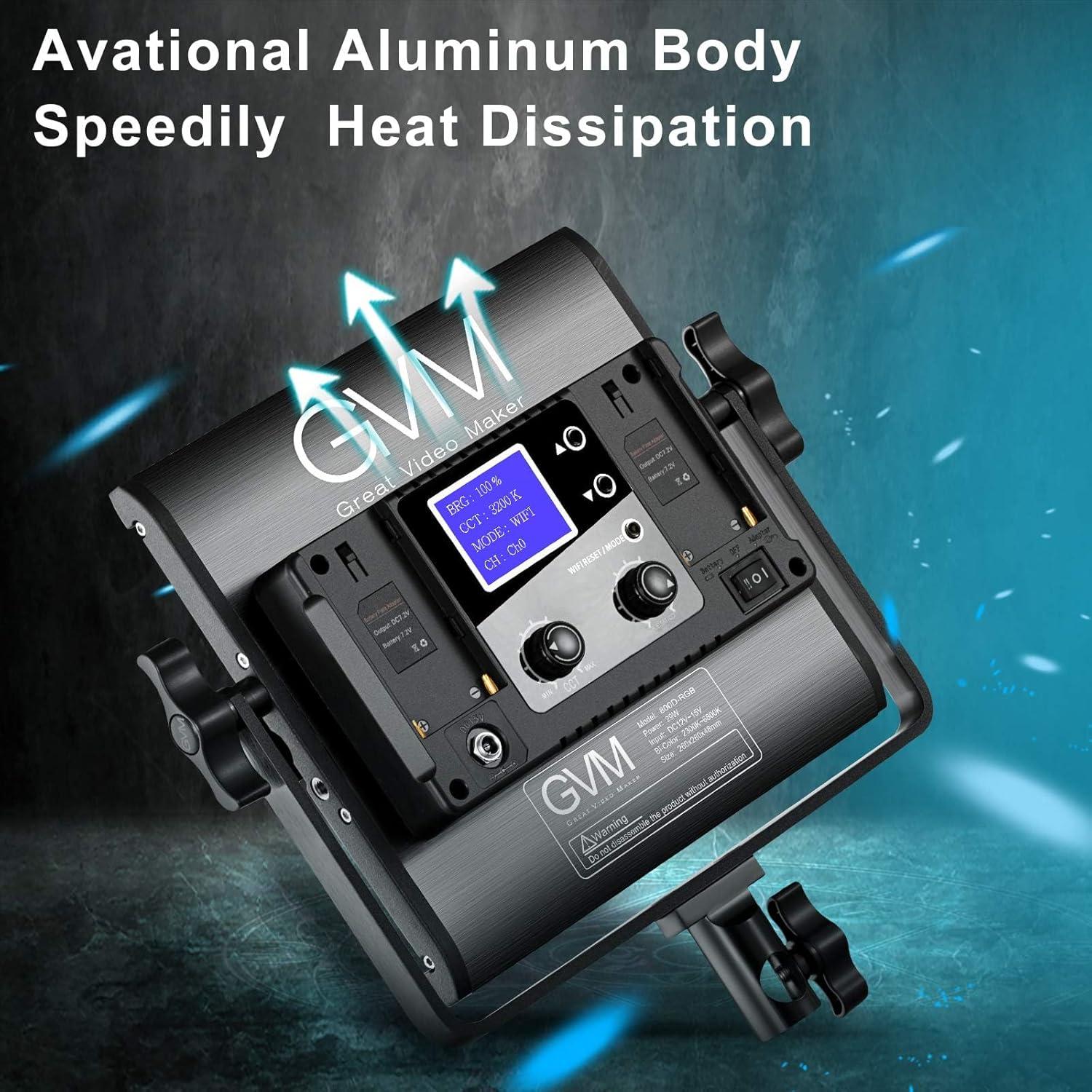 Luz de Video LED RGB GVM 800D con Control APP 40W