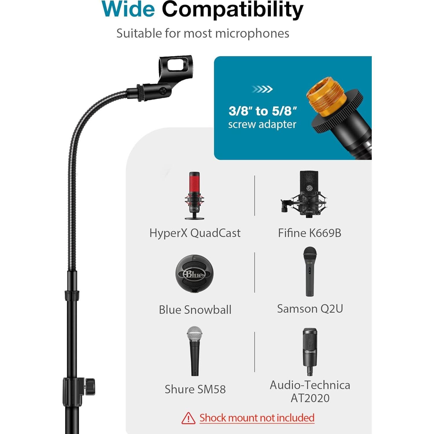 Soporte de Micrófono InnoGear Ajustable 81-178 cm con Base Ponderada