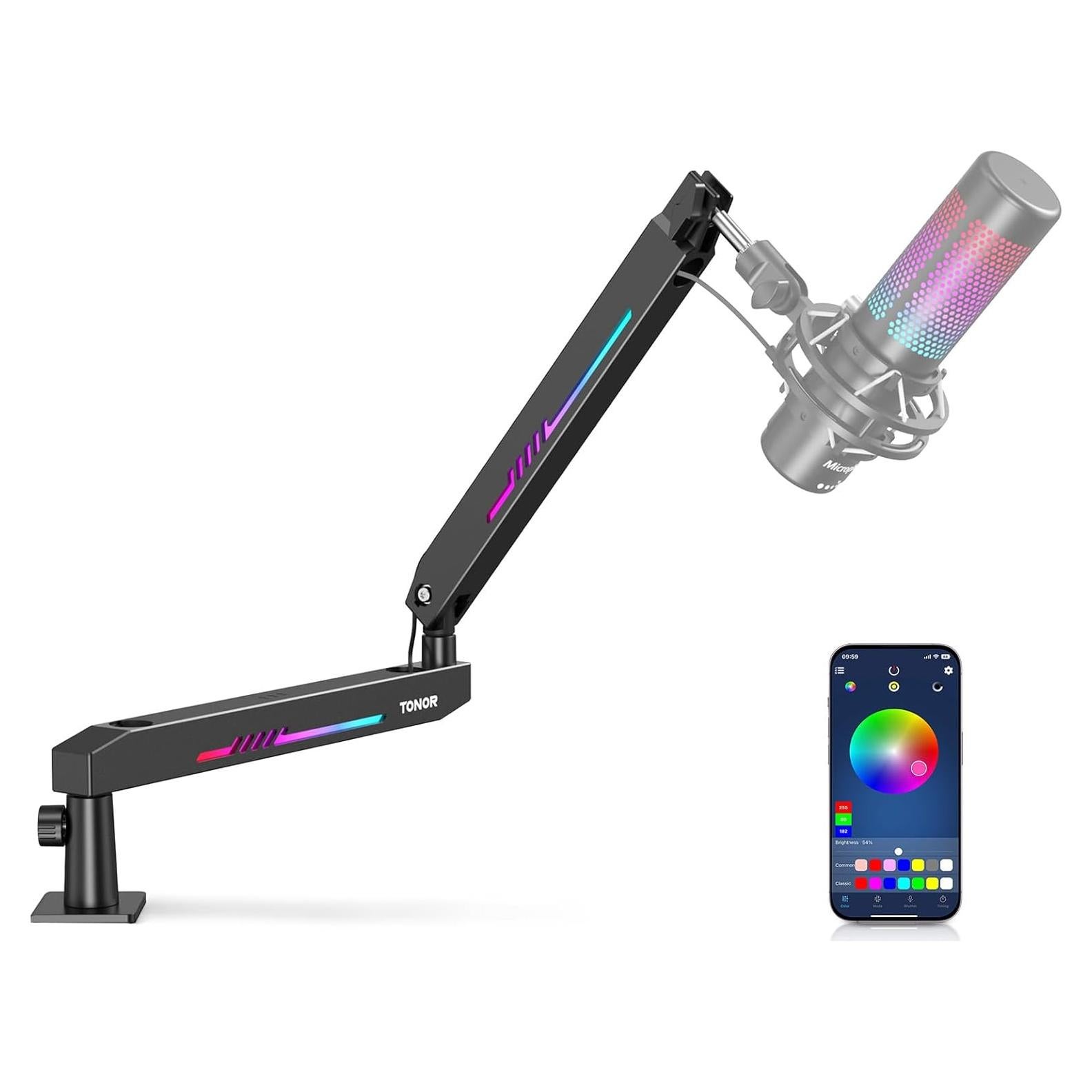 Brazo de Micrófono RGB TONOR T90LP, Soporte Bajo 1.5kg