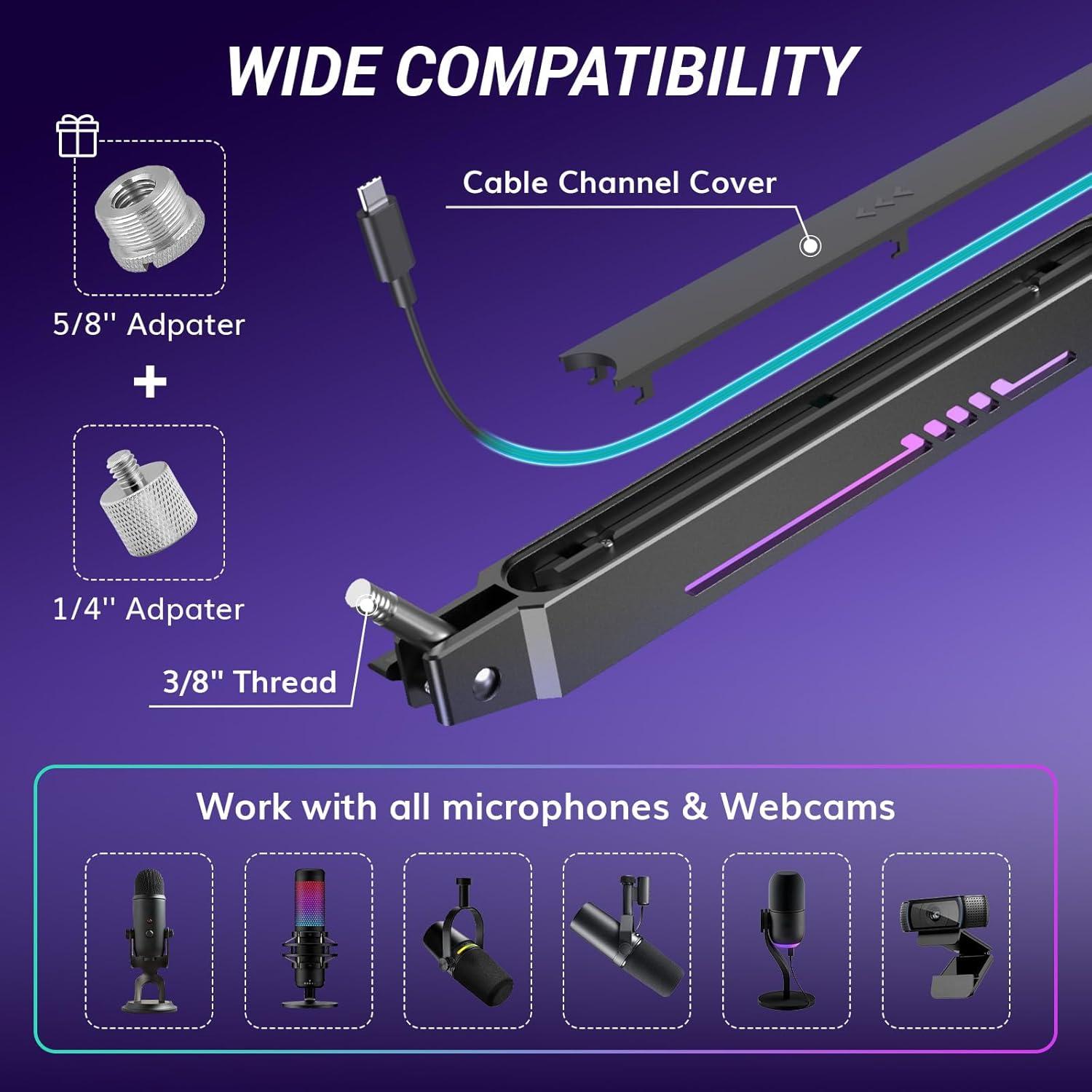 Brazo de Micrófono RGB TONOR T90LP, Soporte Bajo 1.5kg