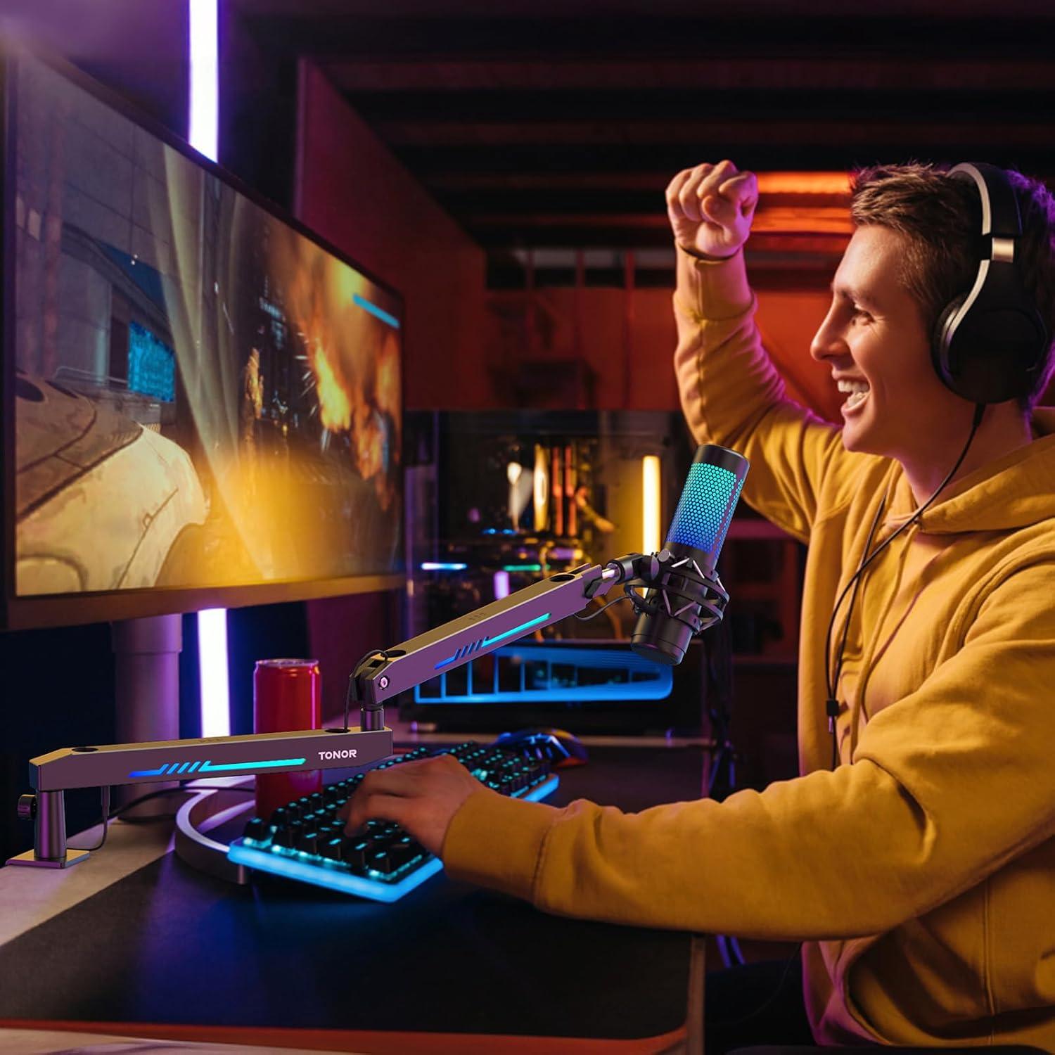 Brazo de Micrófono RGB TONOR T90LP, Soporte Bajo 1.5kg